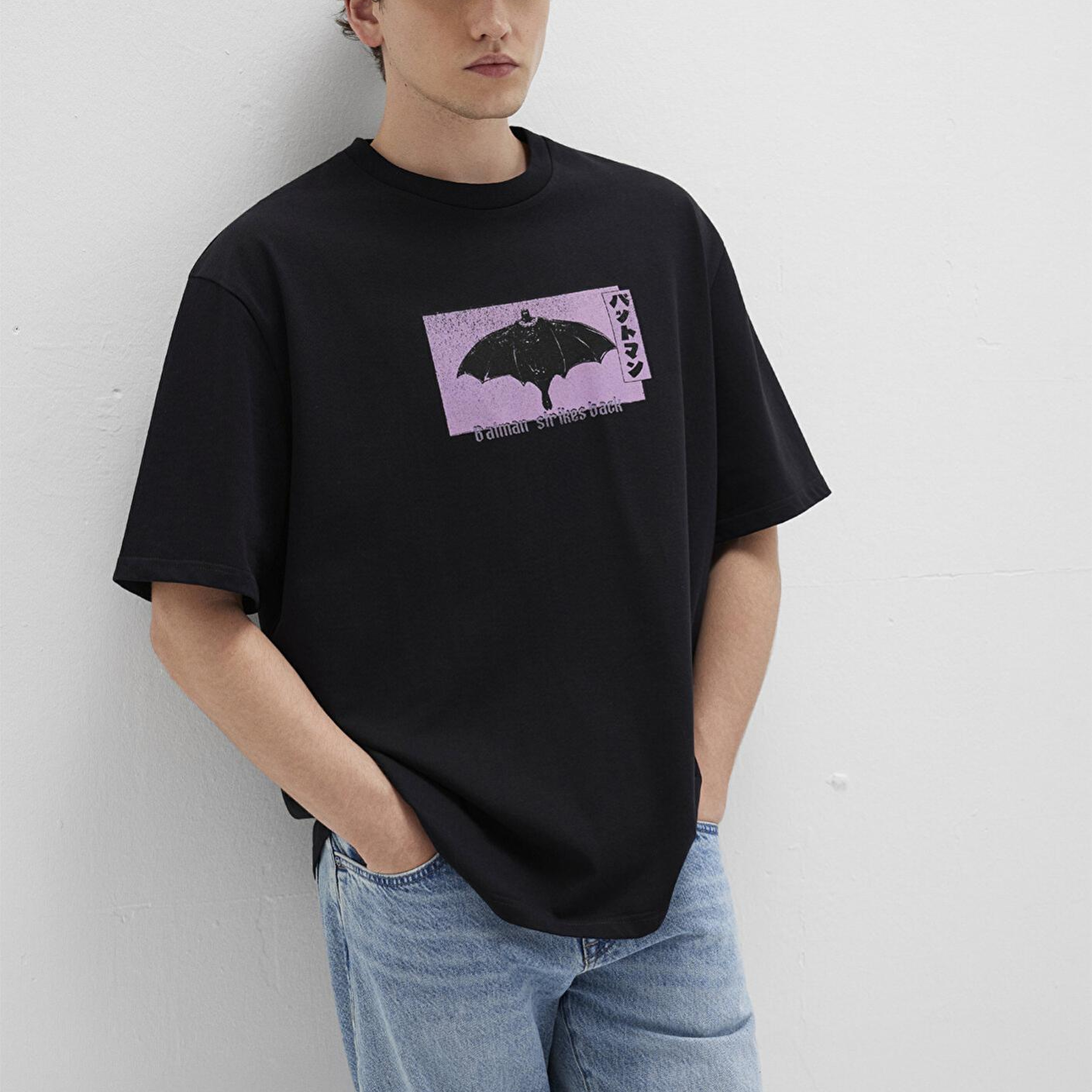 Mavi Batman Baskılı Siyah Tişört Relaxed Fit / Rahat Kesim 0612920-900