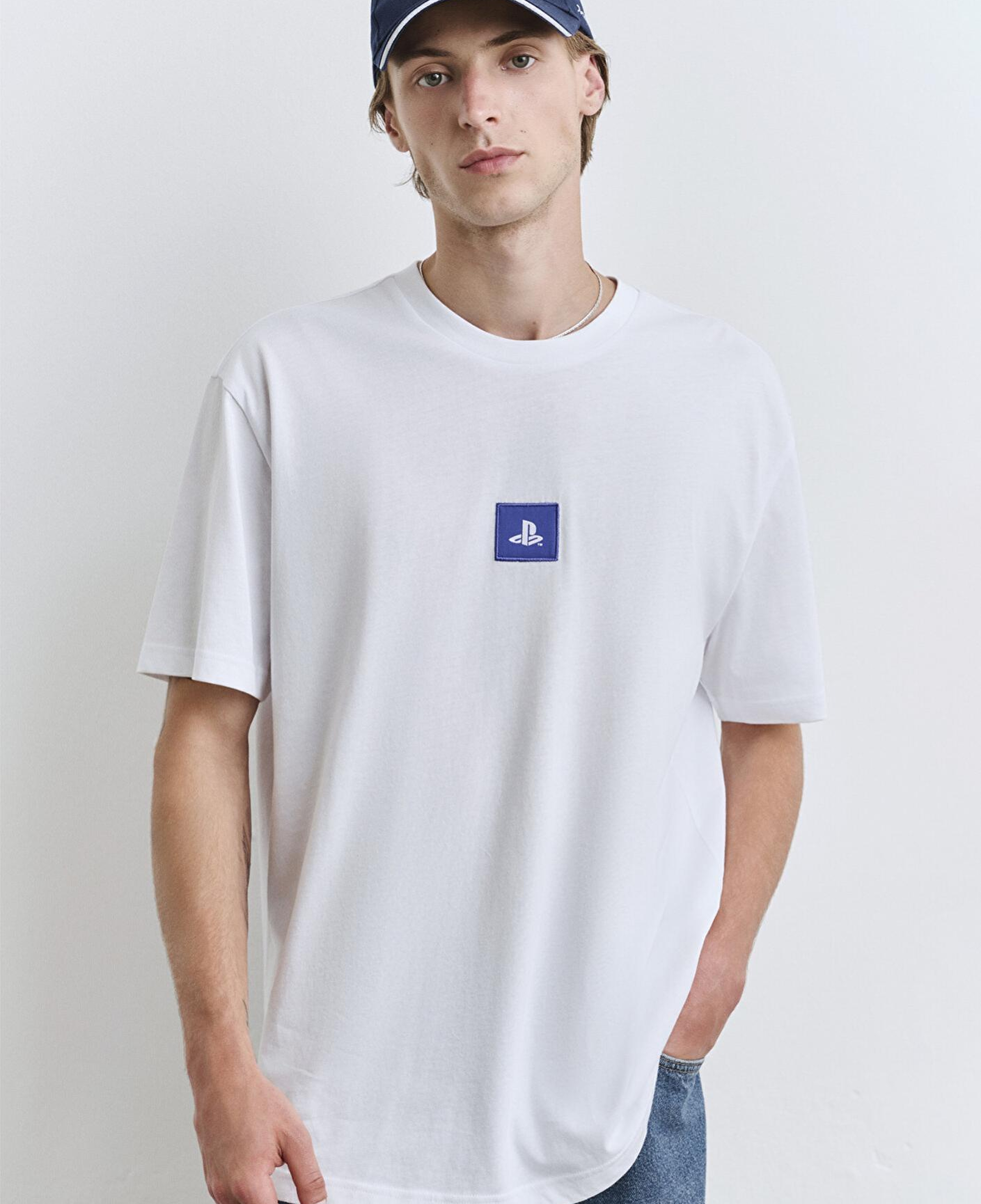 Mavi PlayStation Baskılı Beyaz Tişört​ Loose Fit / Bol Rahat Kesim 0612926-620