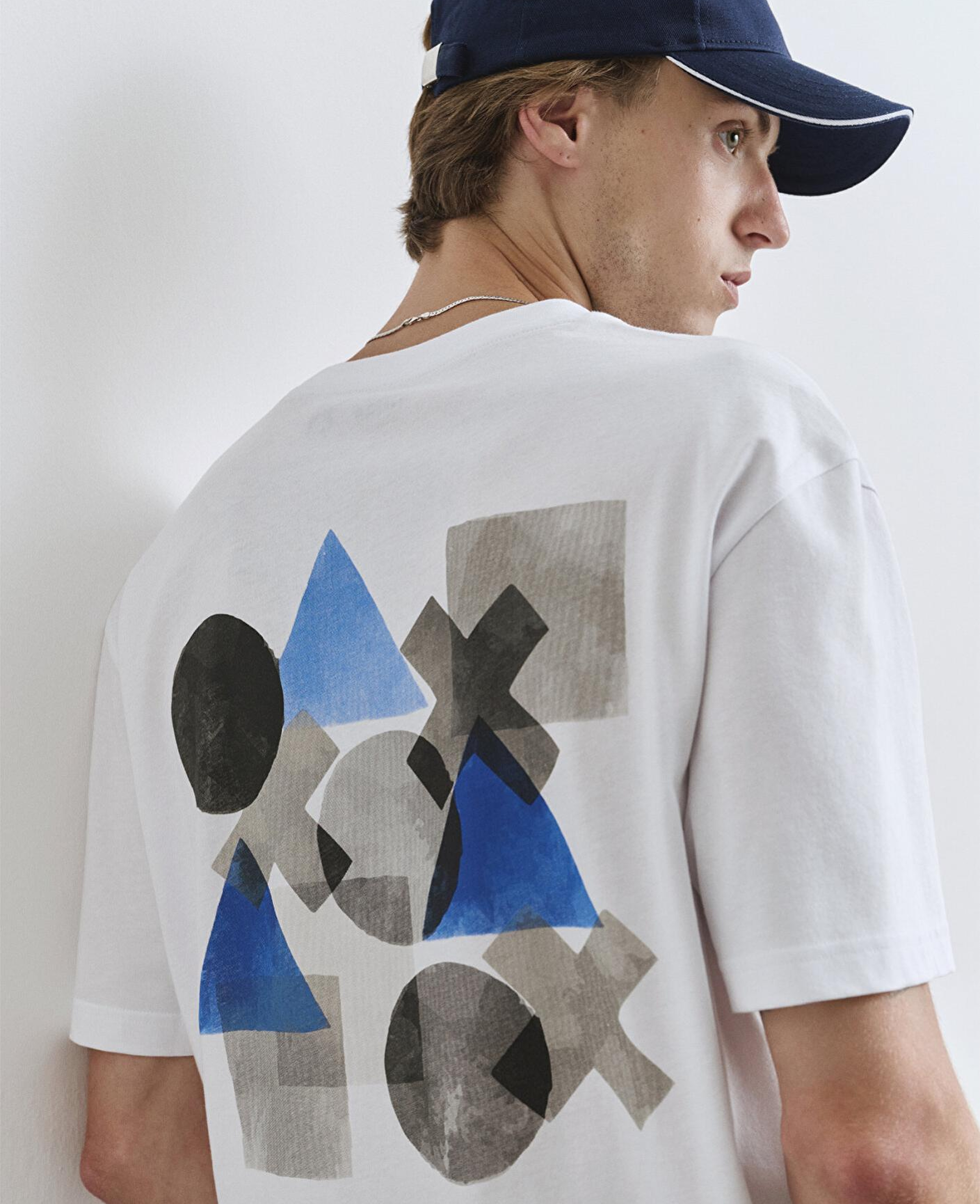 Mavi PlayStation Baskılı Beyaz Tişört​ Loose Fit / Bol Rahat Kesim 0612926-620