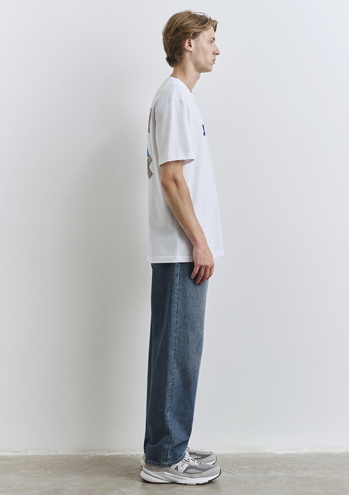 Mavi PlayStation Baskılı Beyaz Tişört​ Loose Fit / Bol Rahat Kesim 0612926-620