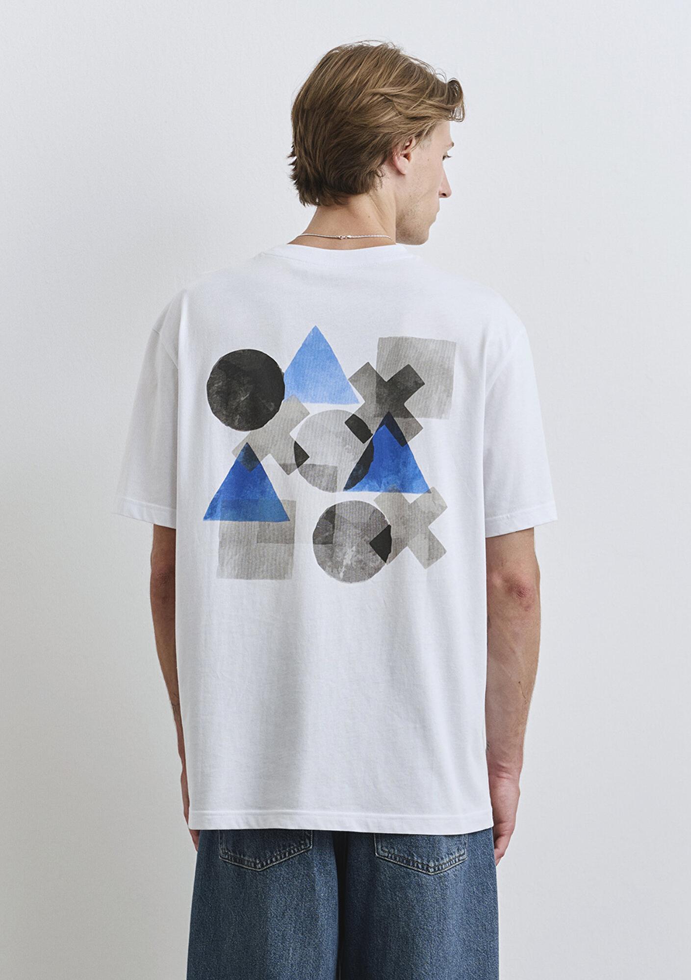 Mavi PlayStation Baskılı Beyaz Tişört Loose Fit / Bol Rahat Kesim 0612926-620