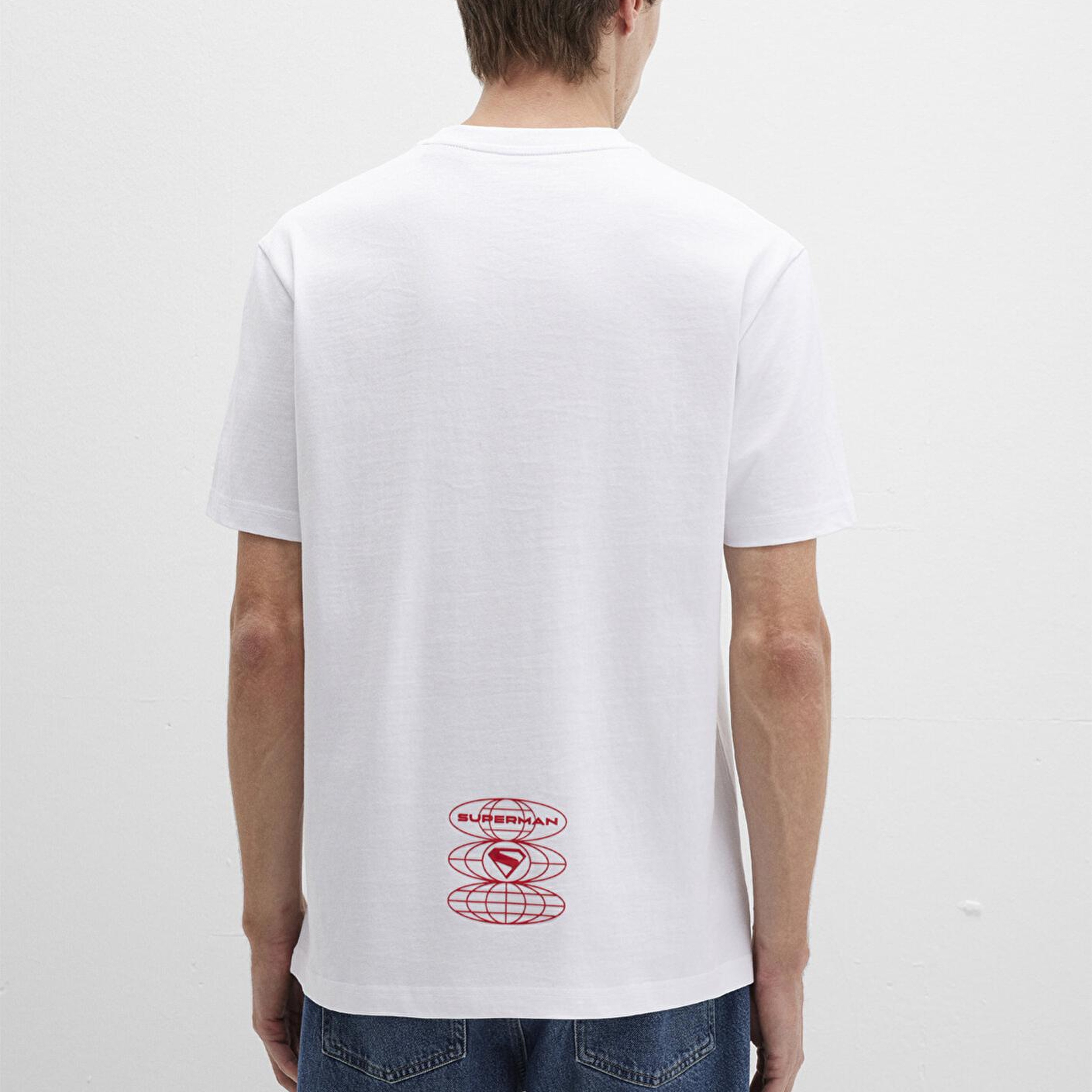 Mavi Superman Baskılı Beyaz Tişört Loose Fit / Bol Rahat Kesim 0612917-620