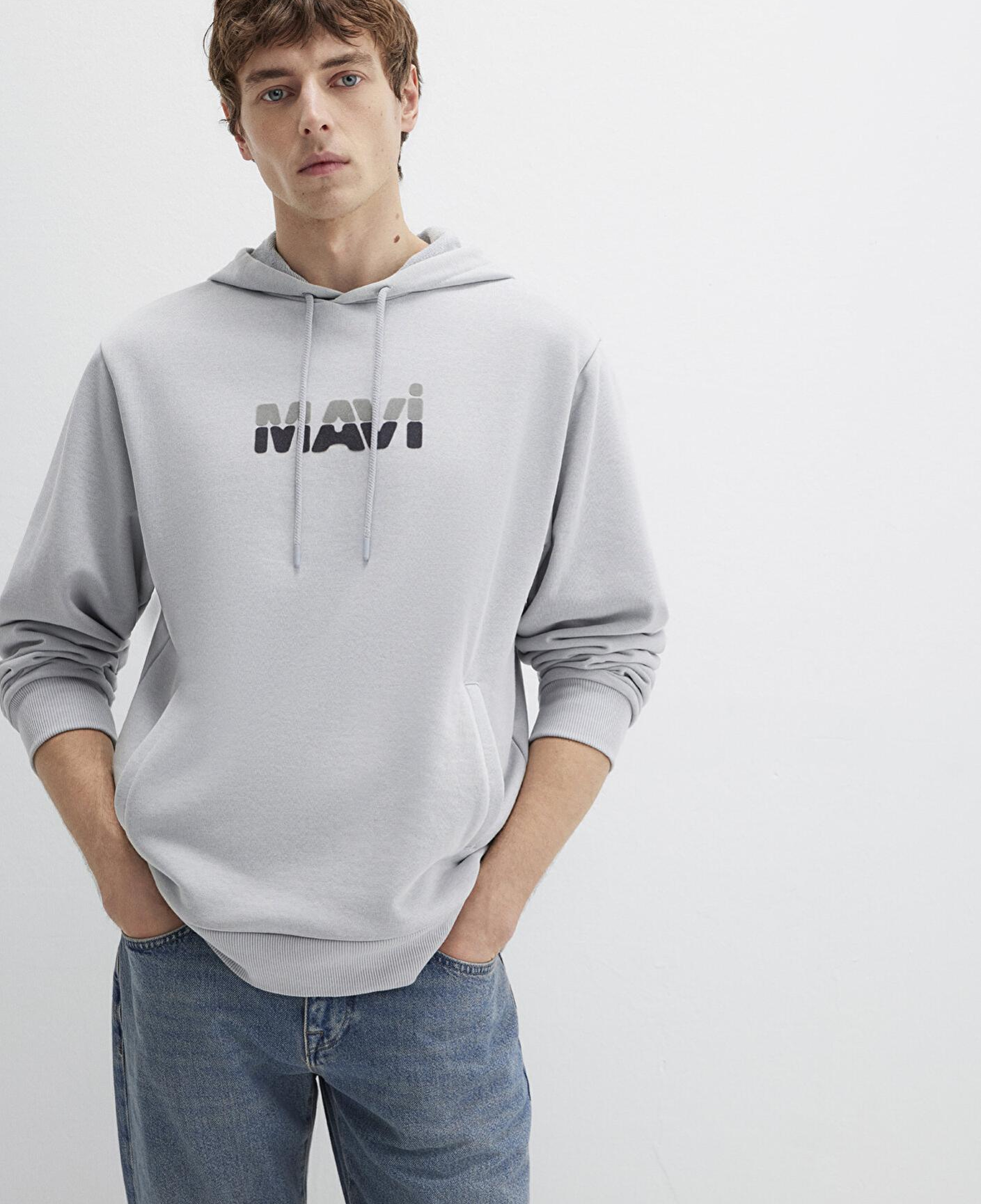 Mavi Mavi Logo Baskılı Gri Sweatshirt 0S10395-70075