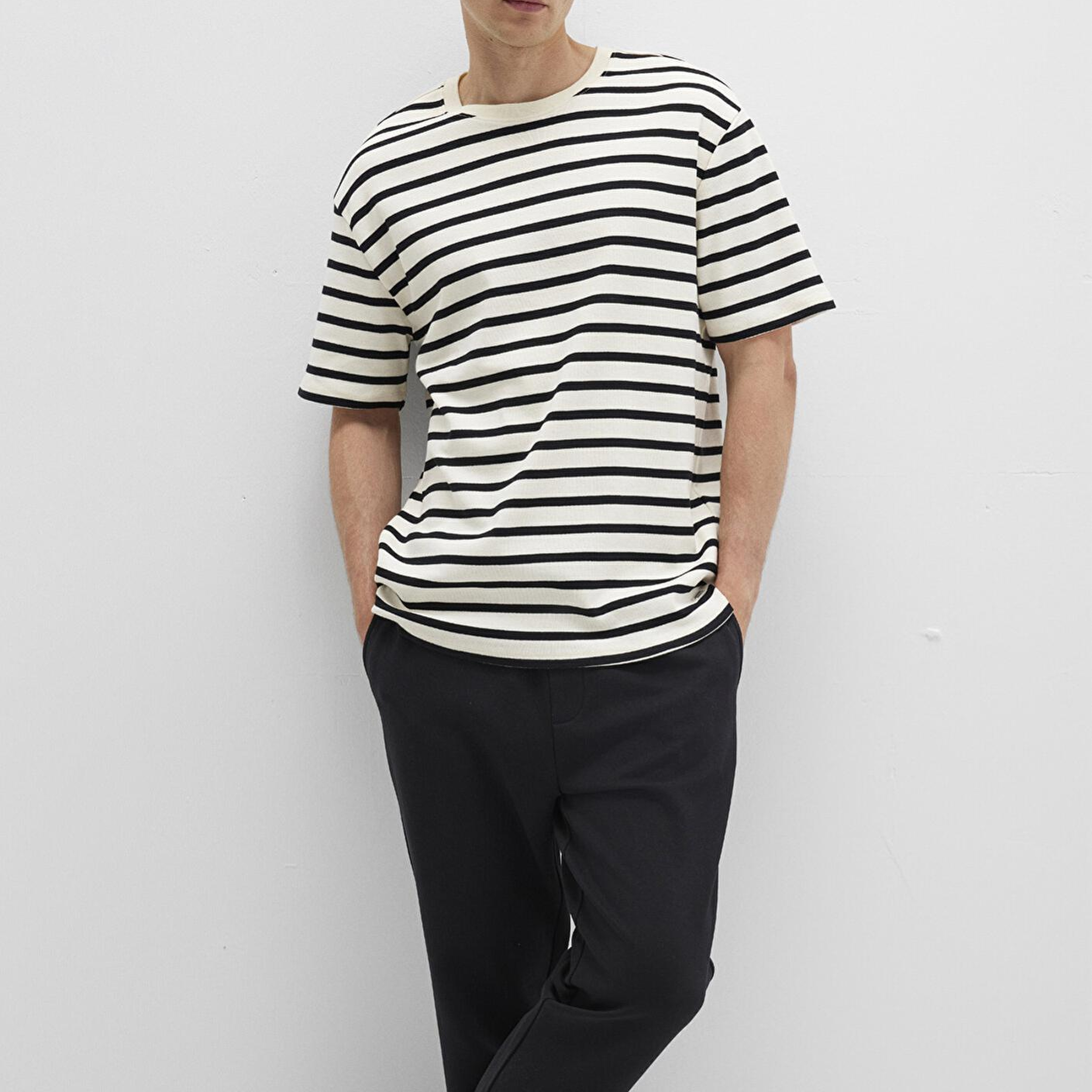 Mavi Mavi Black Siyah Çizgili Ekru Tişört Loose Fit / Bol Rahat Kesim 0612860-900