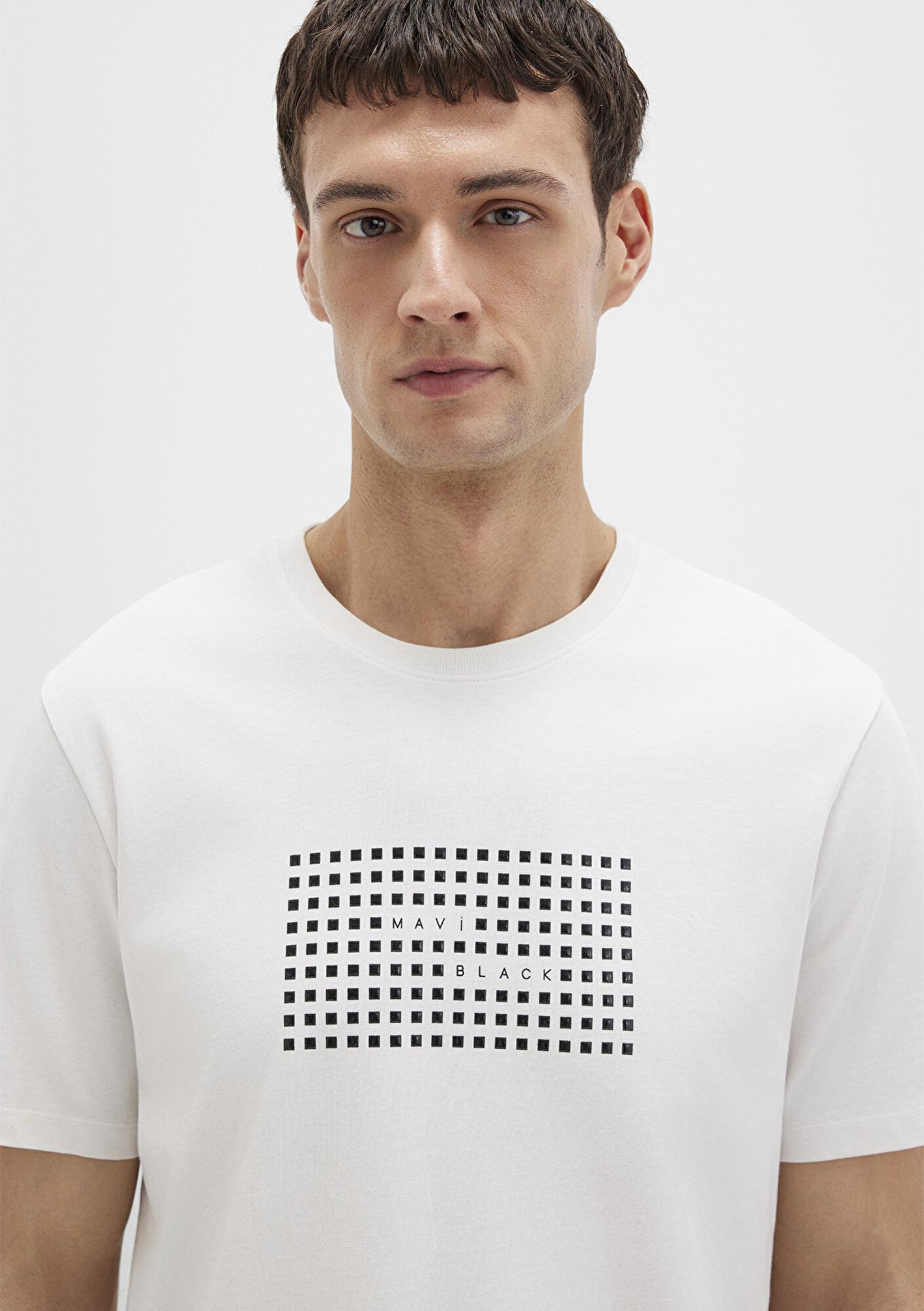 Mavi Mavi Black Baskılı Ekru Tişört Regular Fit / Normal Kesim 0612866-70057