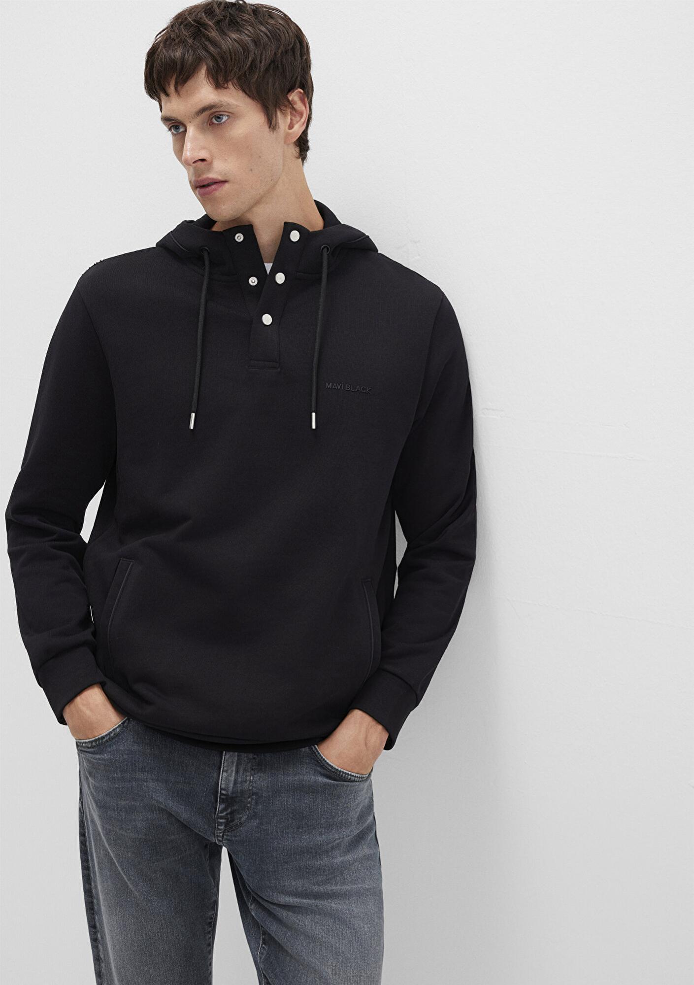 Mavi Mavi Black Kapüşonlu Siyah Sweatshirt 0S10384-900