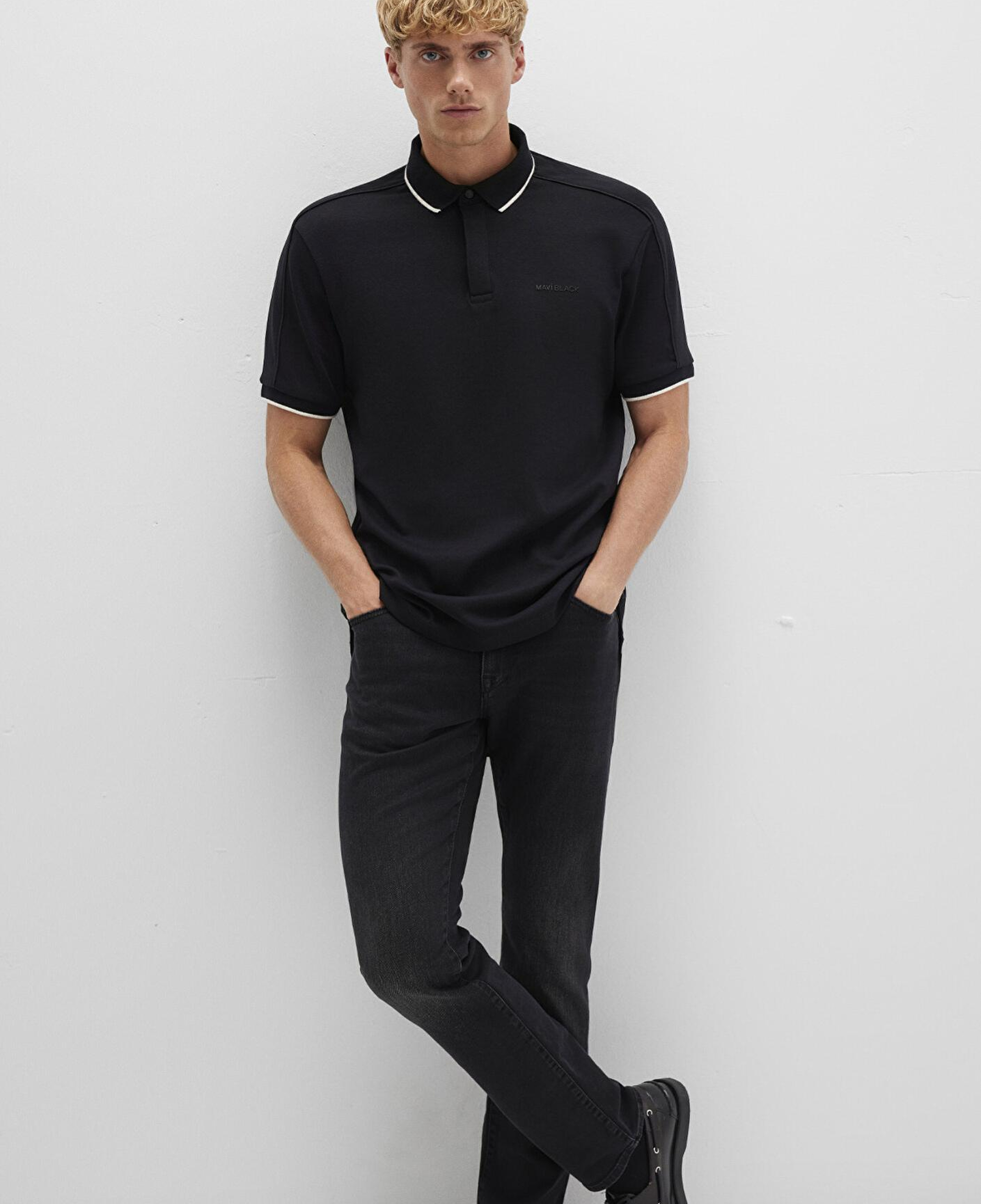 Mavi Siyah Polo İnterlok Tişört Regular Fit / Normal Kesim 0612876-900