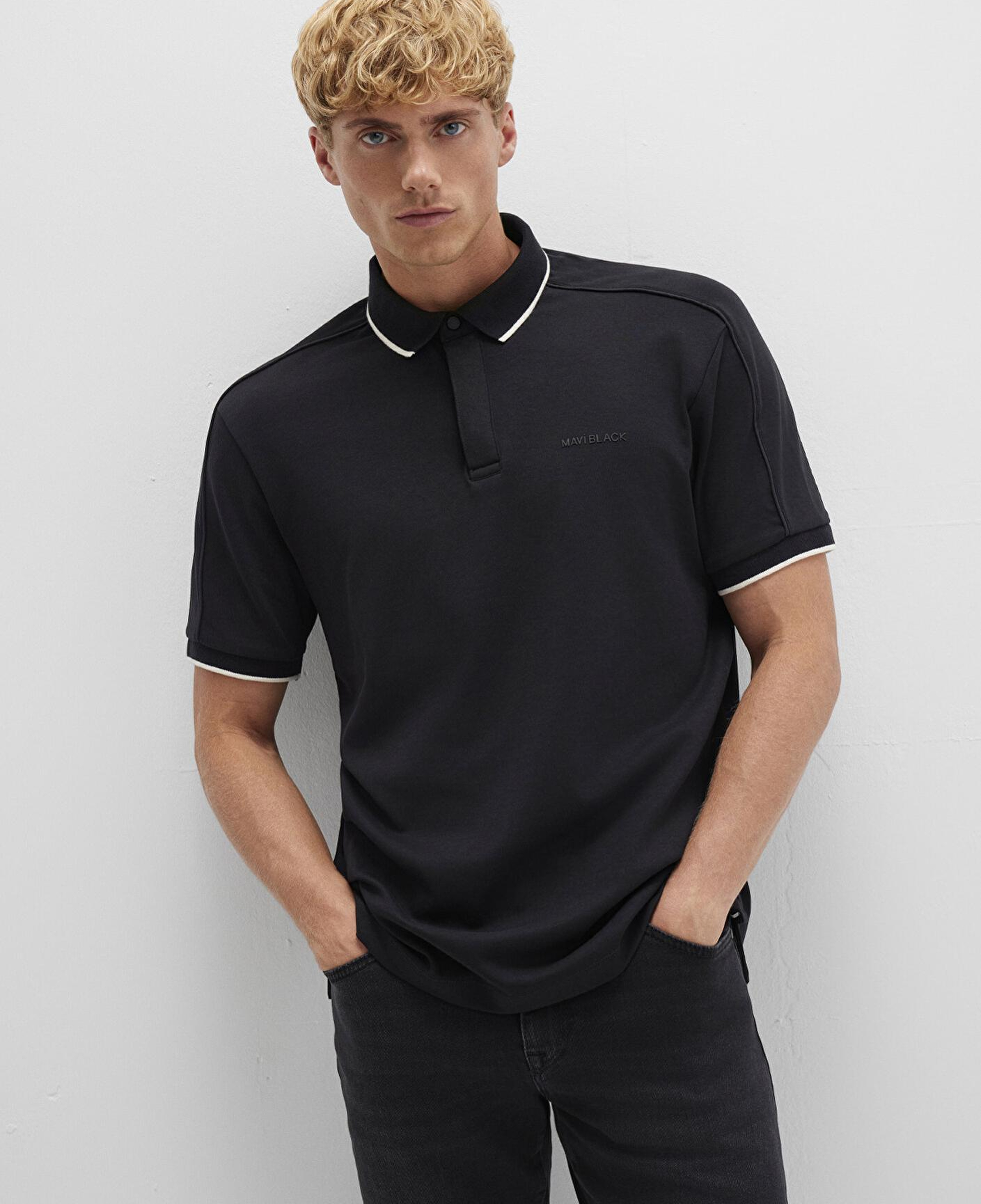 Mavi Siyah Polo İnterlok Tişört Regular Fit / Normal Kesim 0612876-900