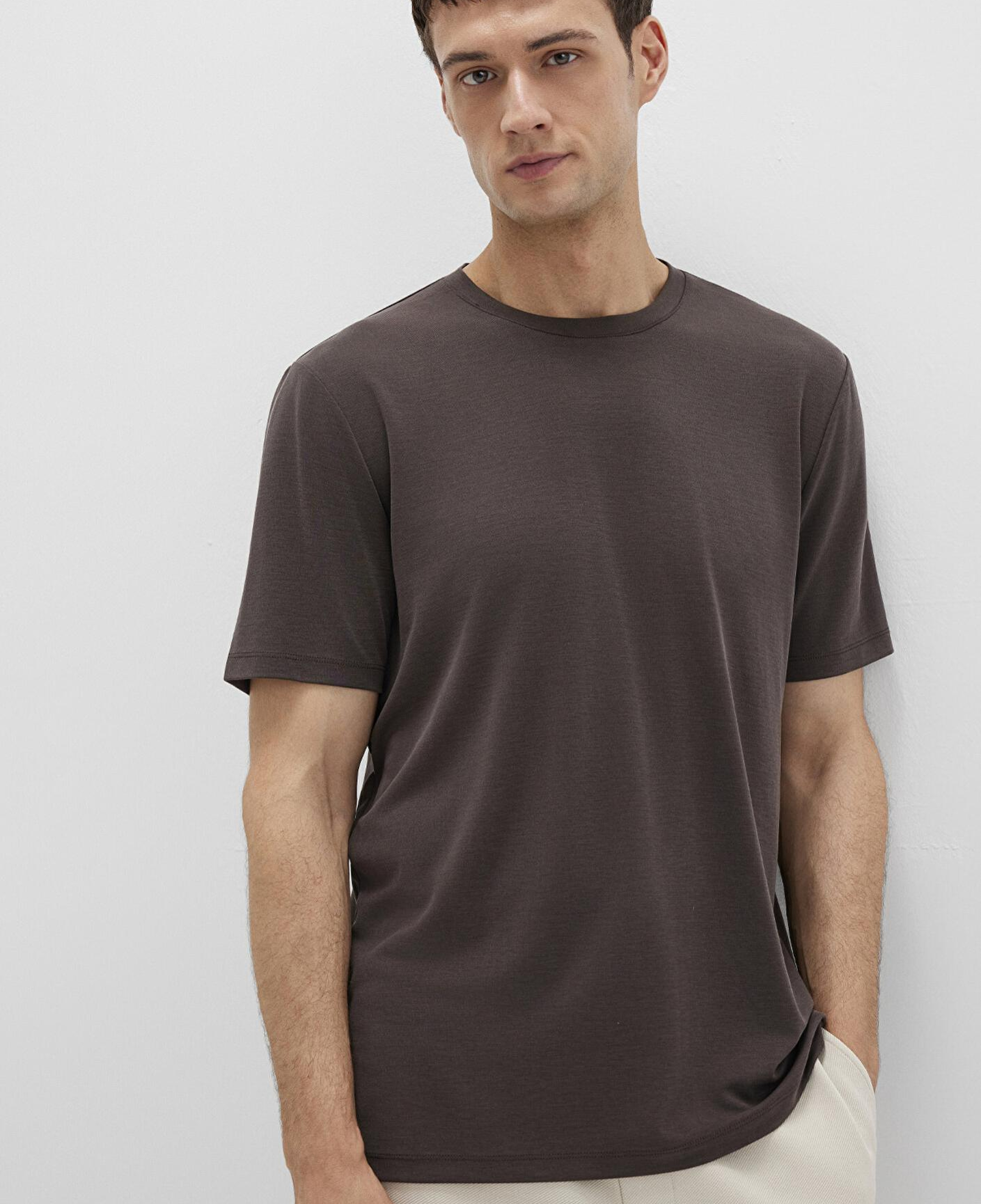 Mavi Bisiklet Yaka Kahverengi Basic Tişört Regular Fit / Normal Kesim 0612865-70219