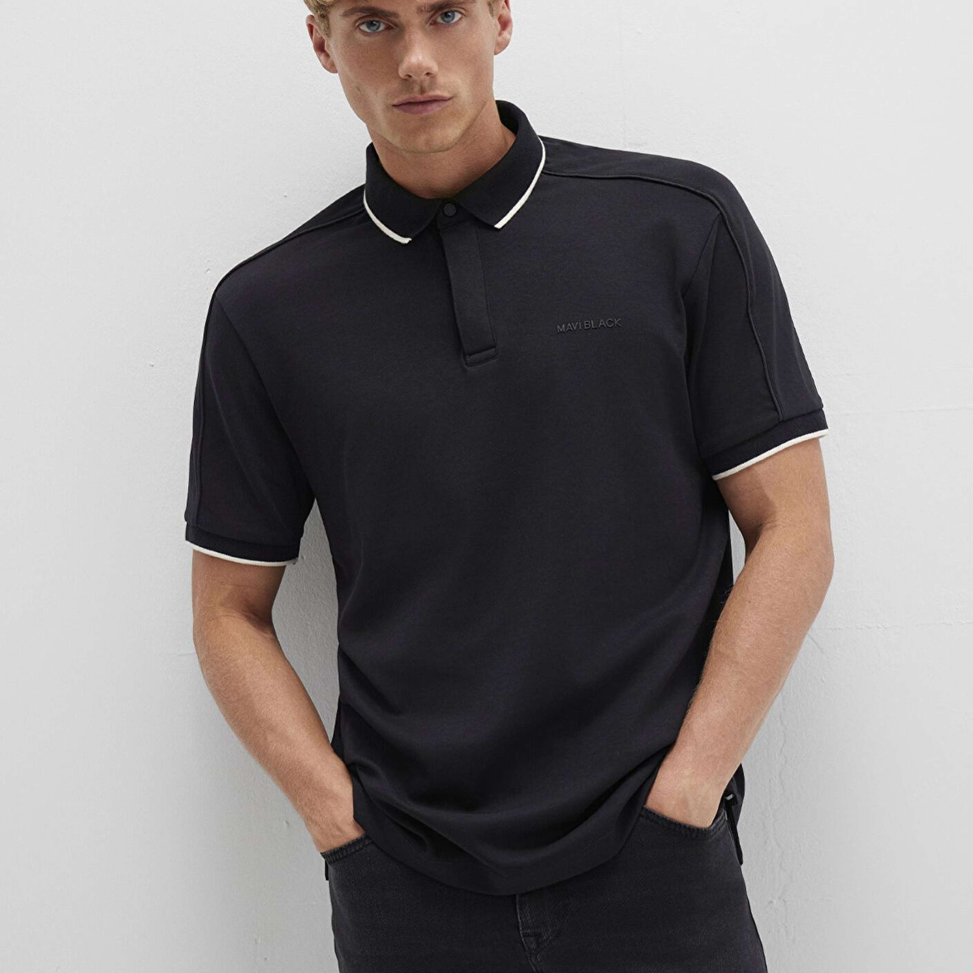 Mavi Siyah Polo İnterlok Tişört Regular Fit / Normal Kesim 0612876-900