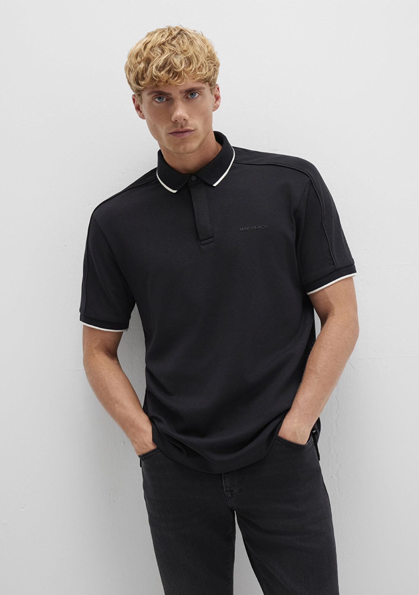 Mavi Siyah Polo İnterlok Tişört Regular Fit / Normal Kesim 0612876-900