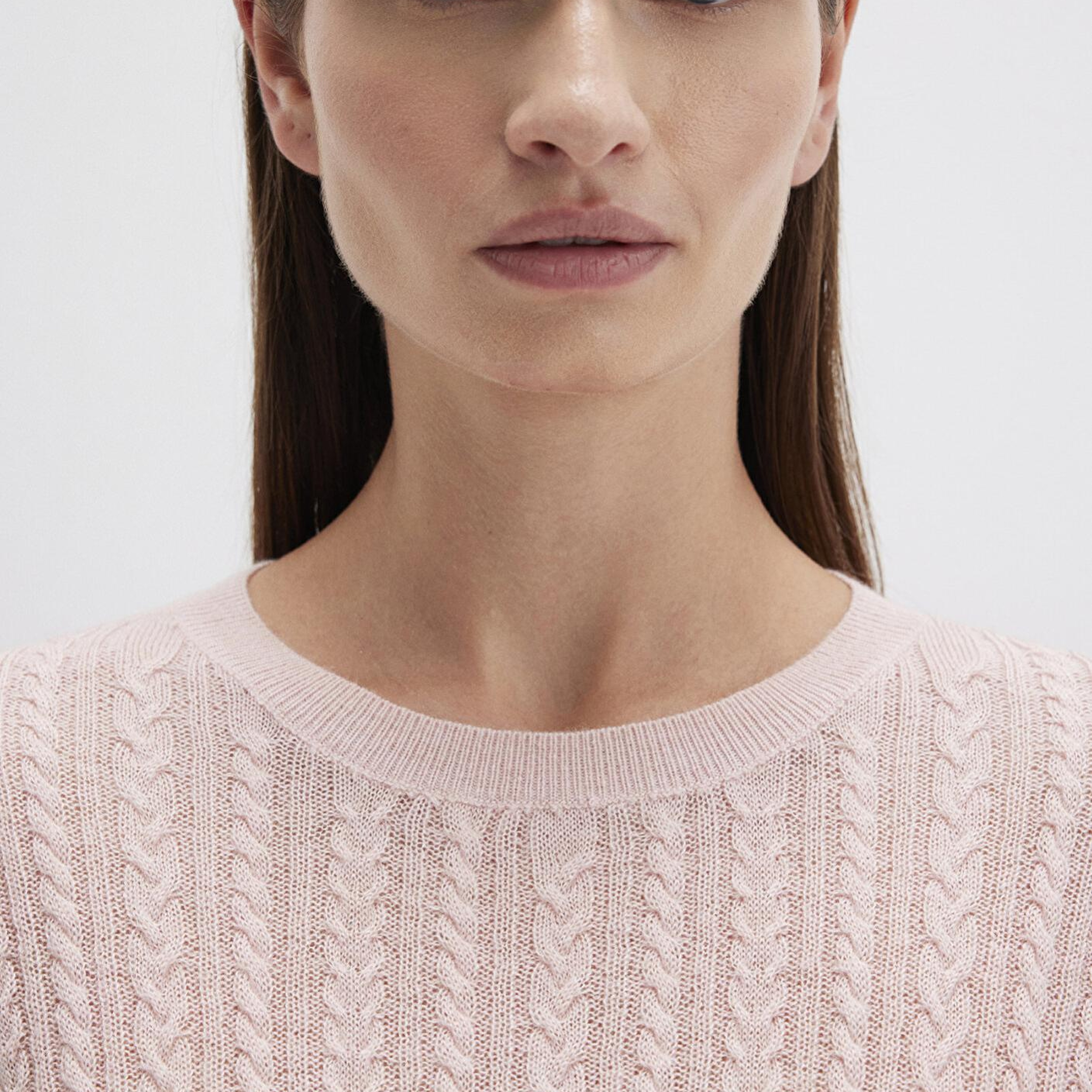 Mavi Kısa Kollu Pembe Kazak Slim Fit / Dar Kesim 1710702-90663