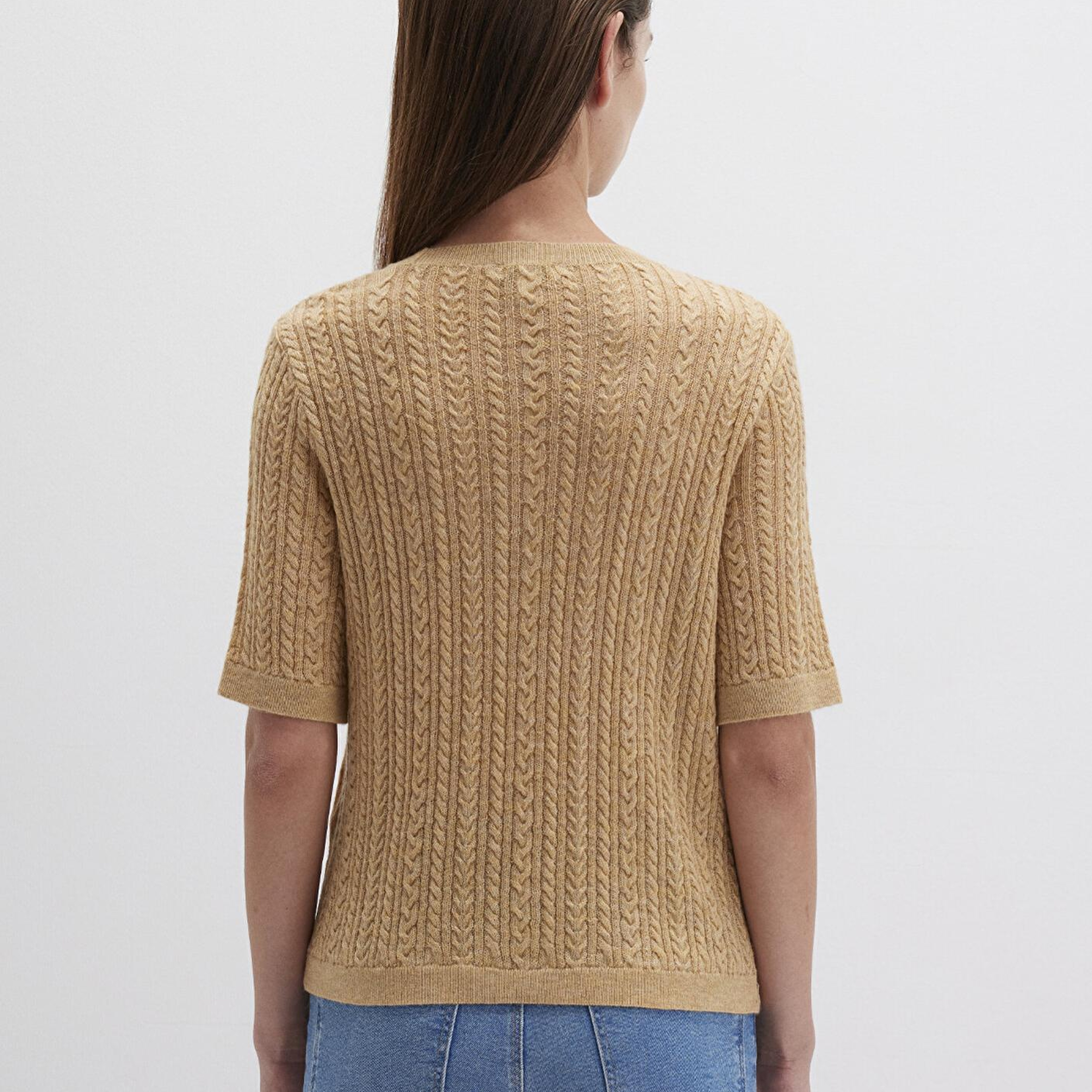 Mavi Kısa Kollu Sarı Kazak Slim Fit / Dar Kesim 1710702-90659