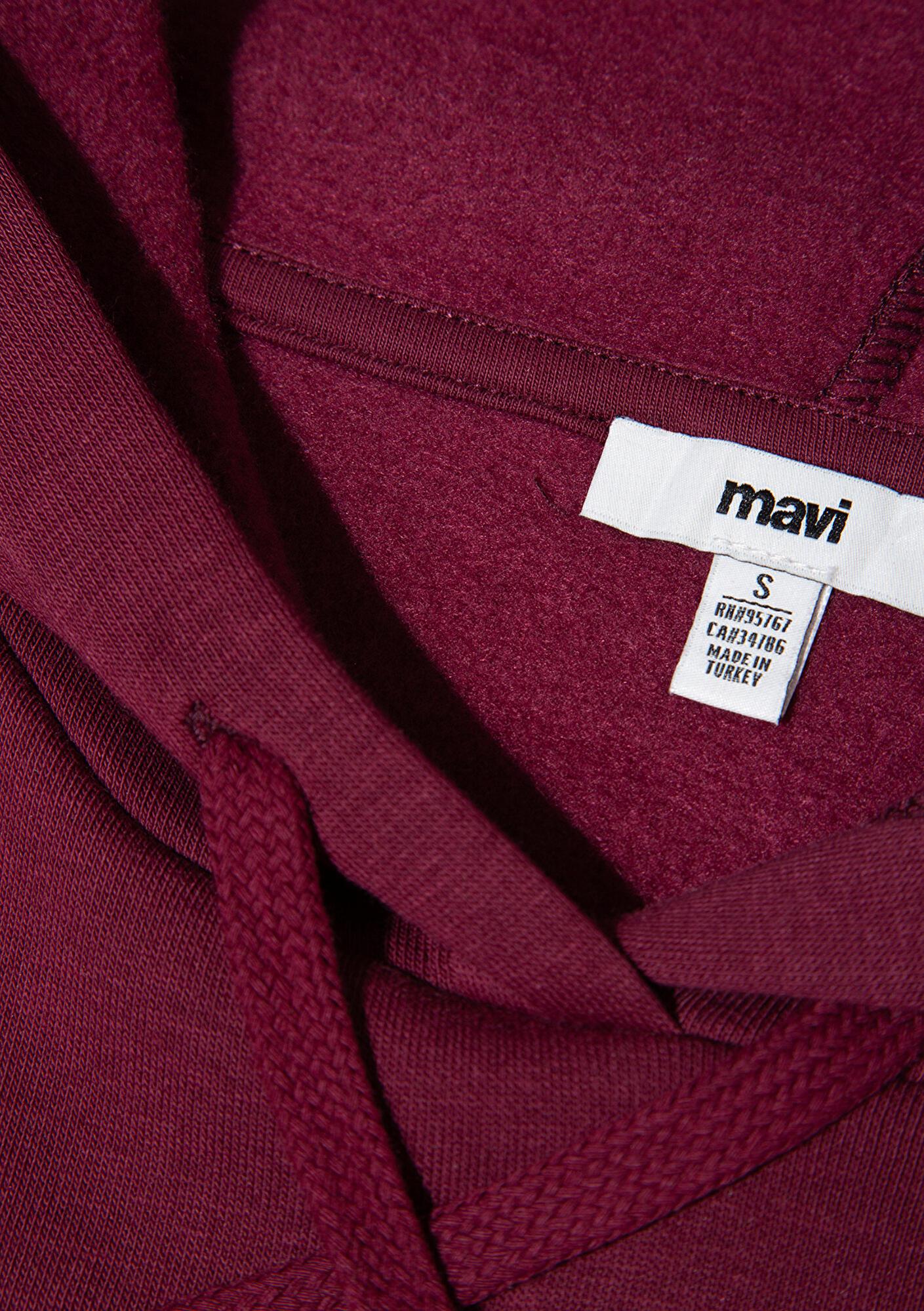 Mavi Mavi Logo Baskılı Kapüşonlu Bordo Sweatshirt 1600361-90705