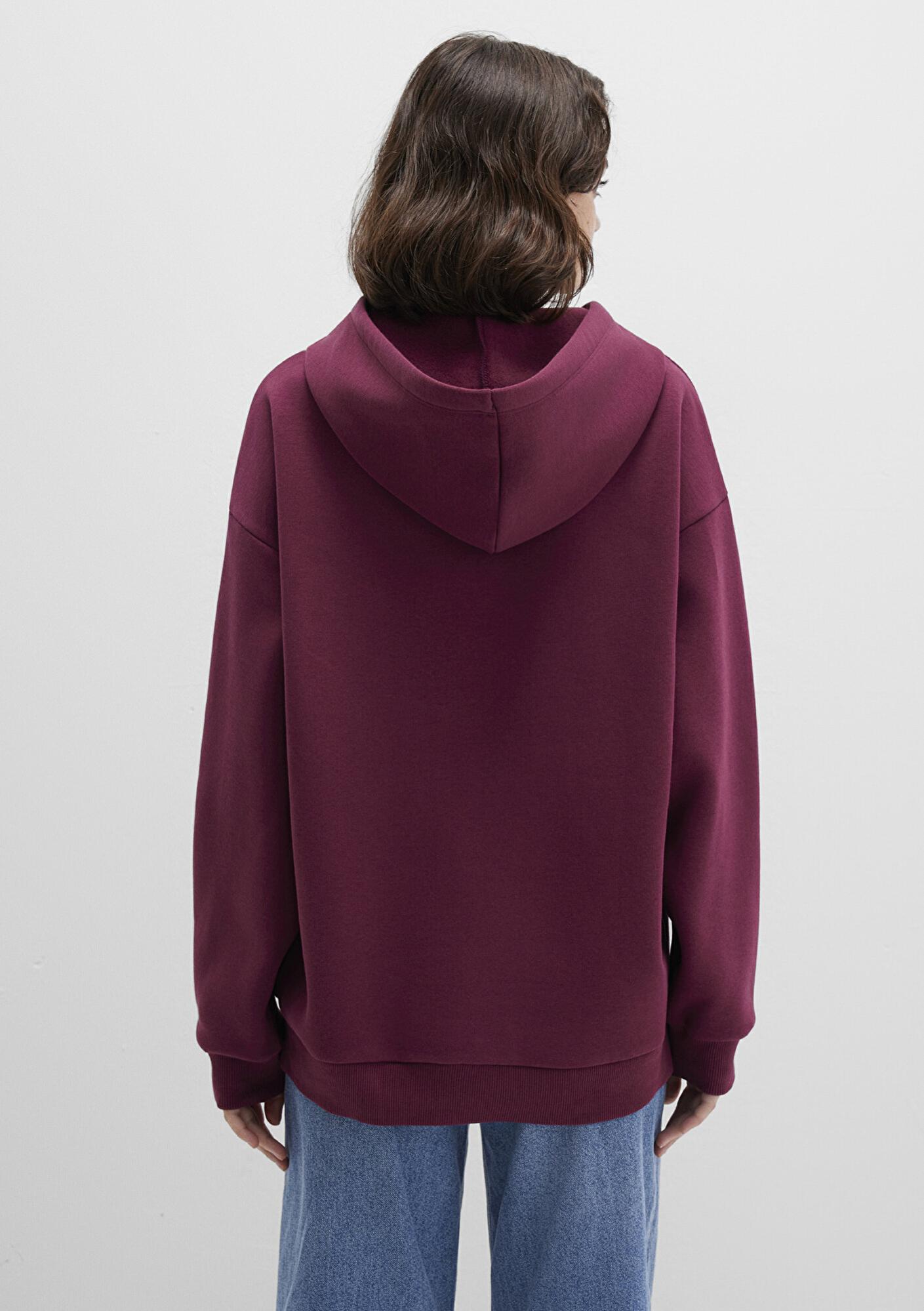 Mavi Mavi Logo Baskılı Kapüşonlu Bordo Sweatshirt 1600361-90705