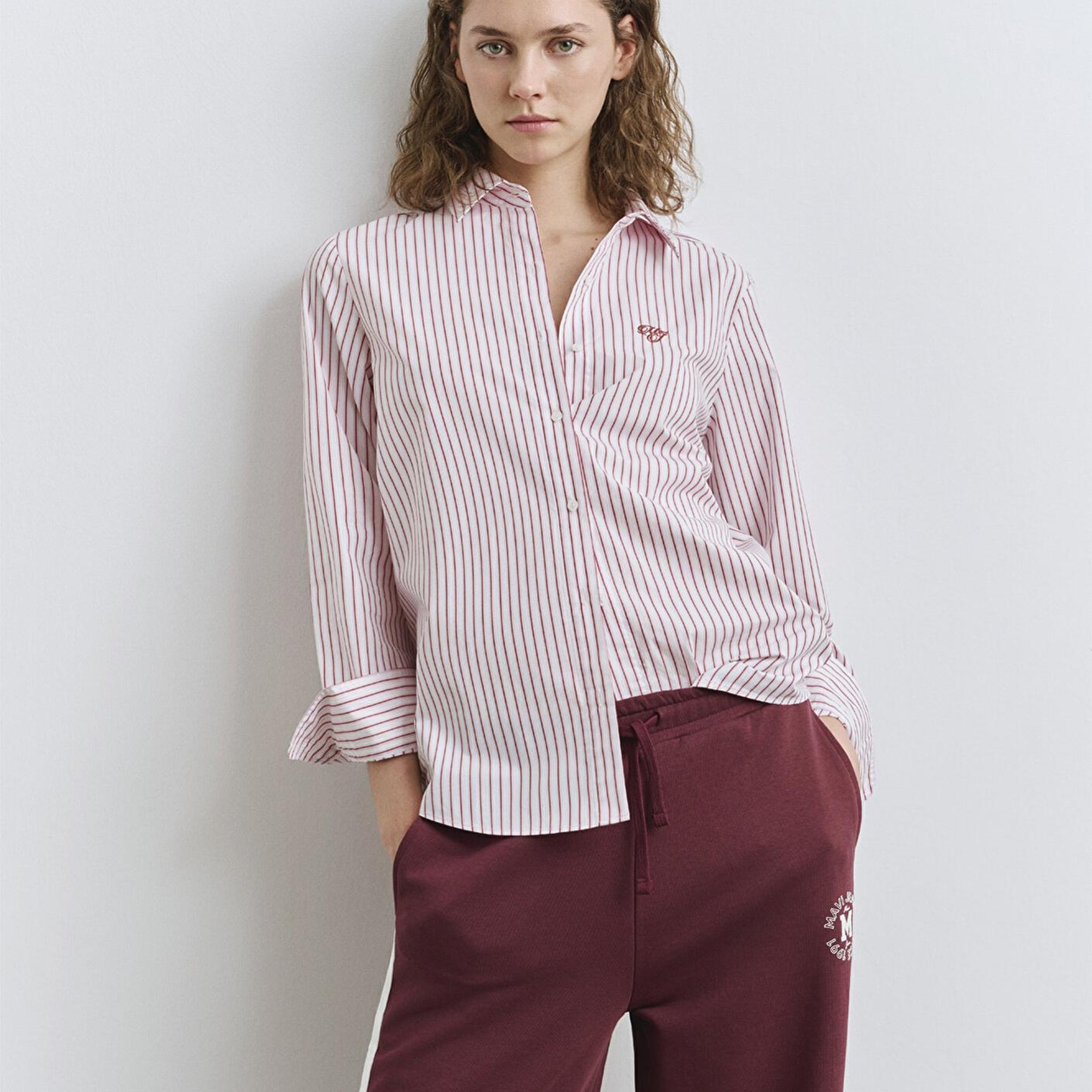 Mavi Çizgili Pembe Gömlek Regular Fit / Normal Kesim 1211169-90697