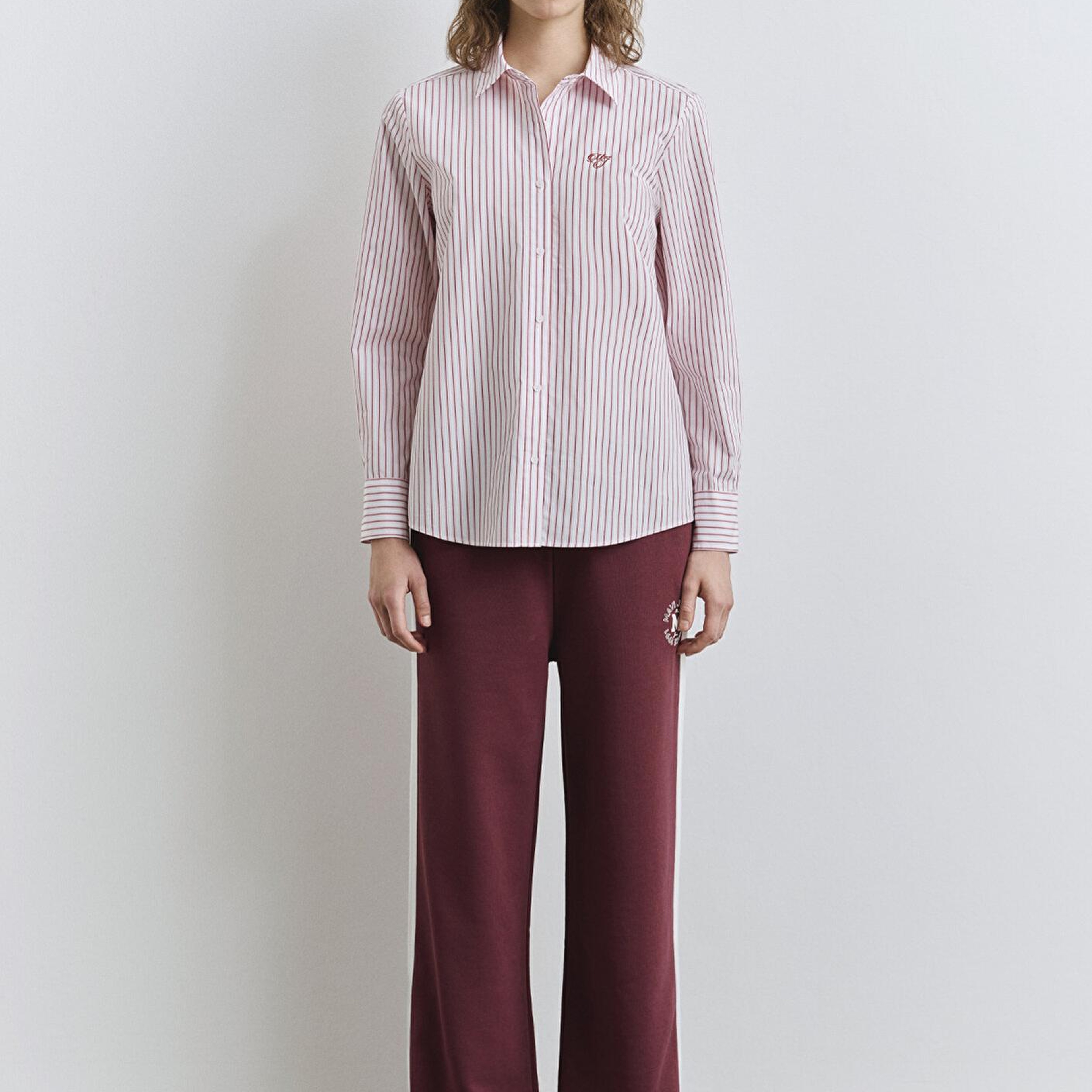 Mavi Çizgili Pembe Gömlek Regular Fit / Normal Kesim 1211169-90697