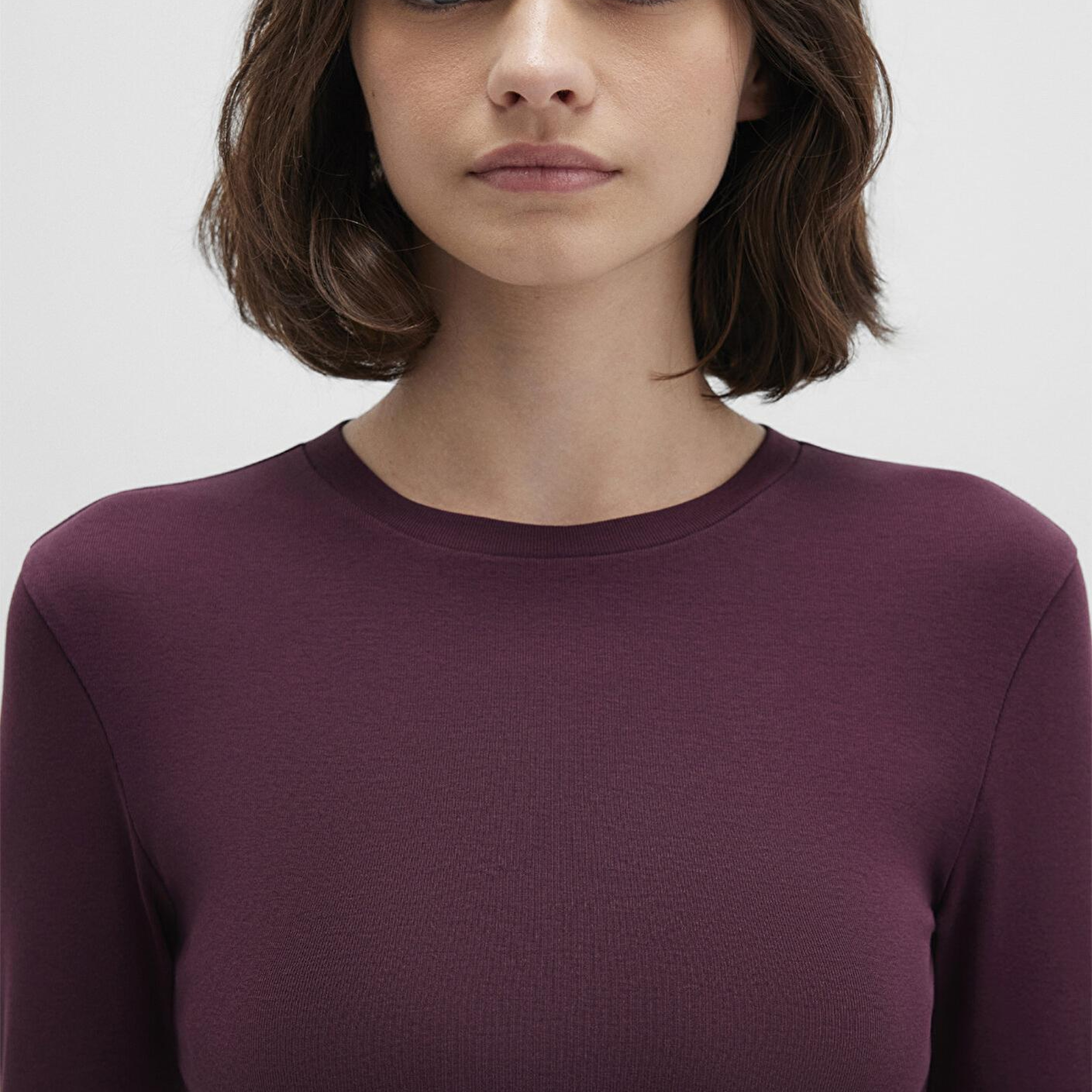 Mavi Uzun Kollu Mor Crop Basic Tişört Crop / Kısa Kesim 1612822-70434