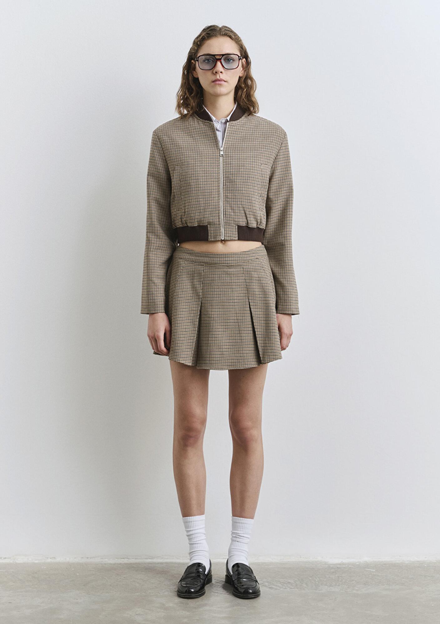 Mavi Pötikare Kahverengi Bomber Ceket 1110773-87491