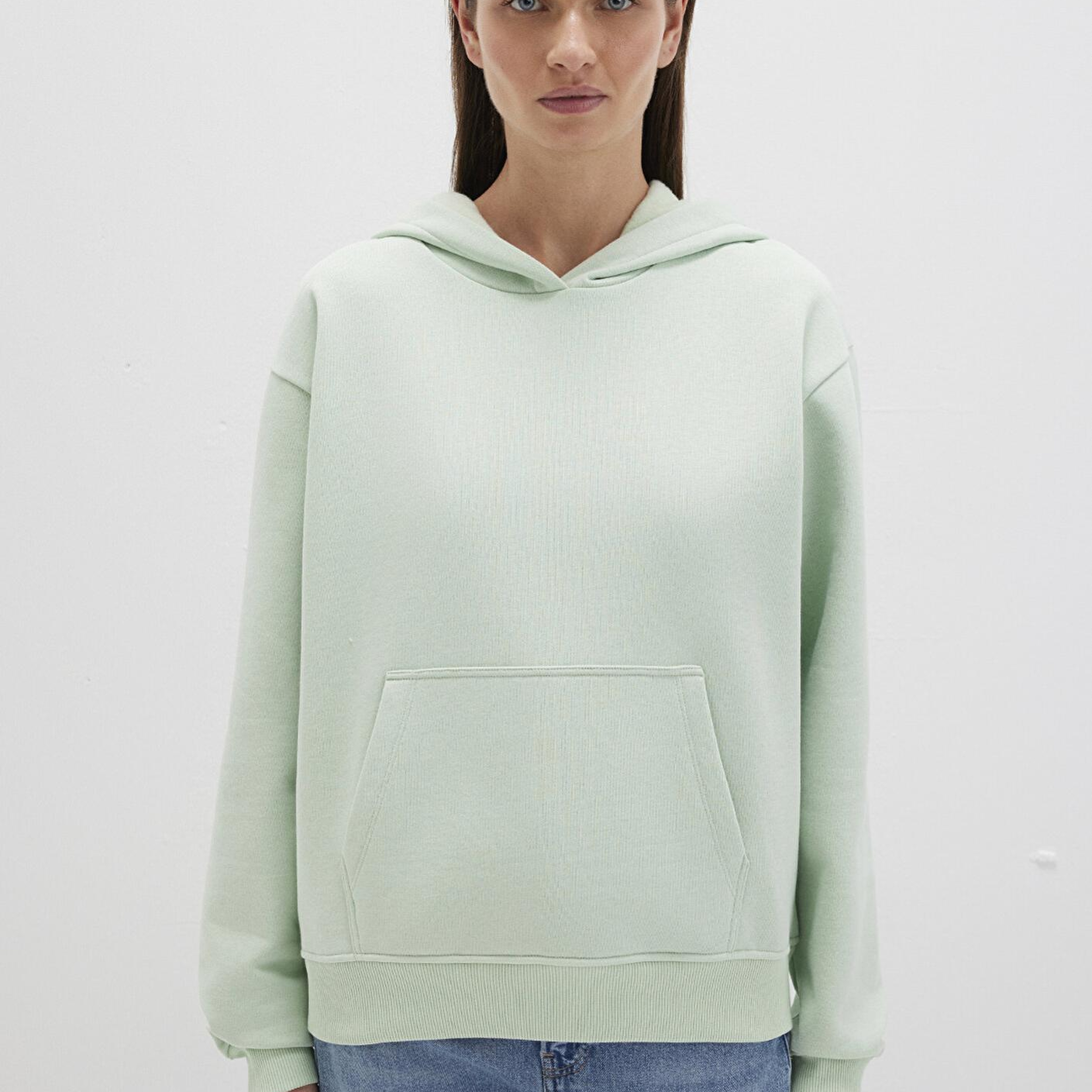 Mavi Kapüşonlu Yeşil Basic Sweatshirt 167299-71449
