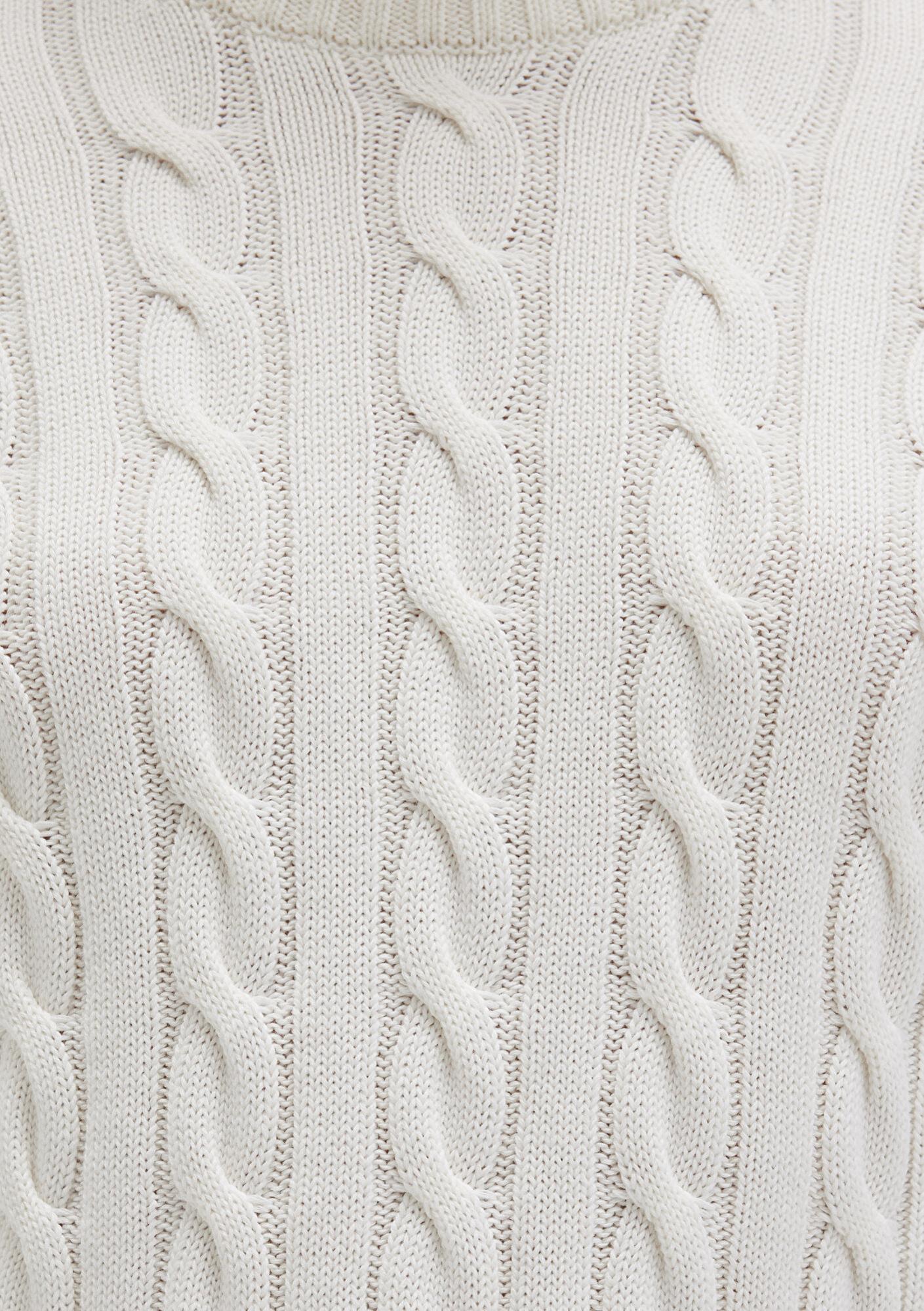 Mavi İpek Karışımlı Bisiklet Yaka Ekru Kazak Slim Fit / Dar Kesim 1710721-70057