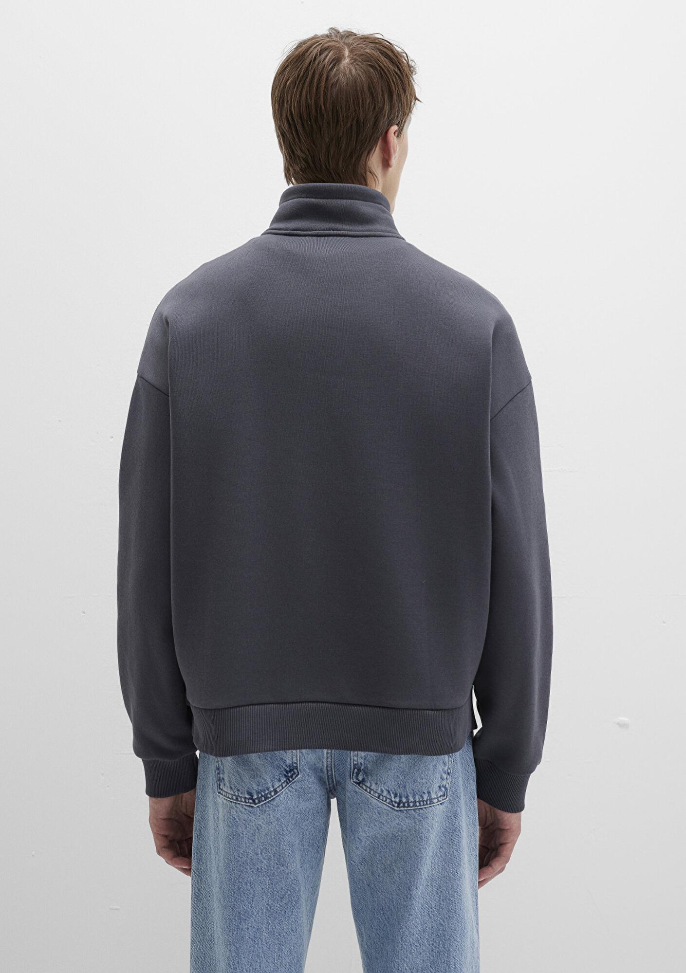 Mavi Mavi Logo Baskılı Yarı Fermuarlı Antrasit Sweatshirt 0S10208-80106