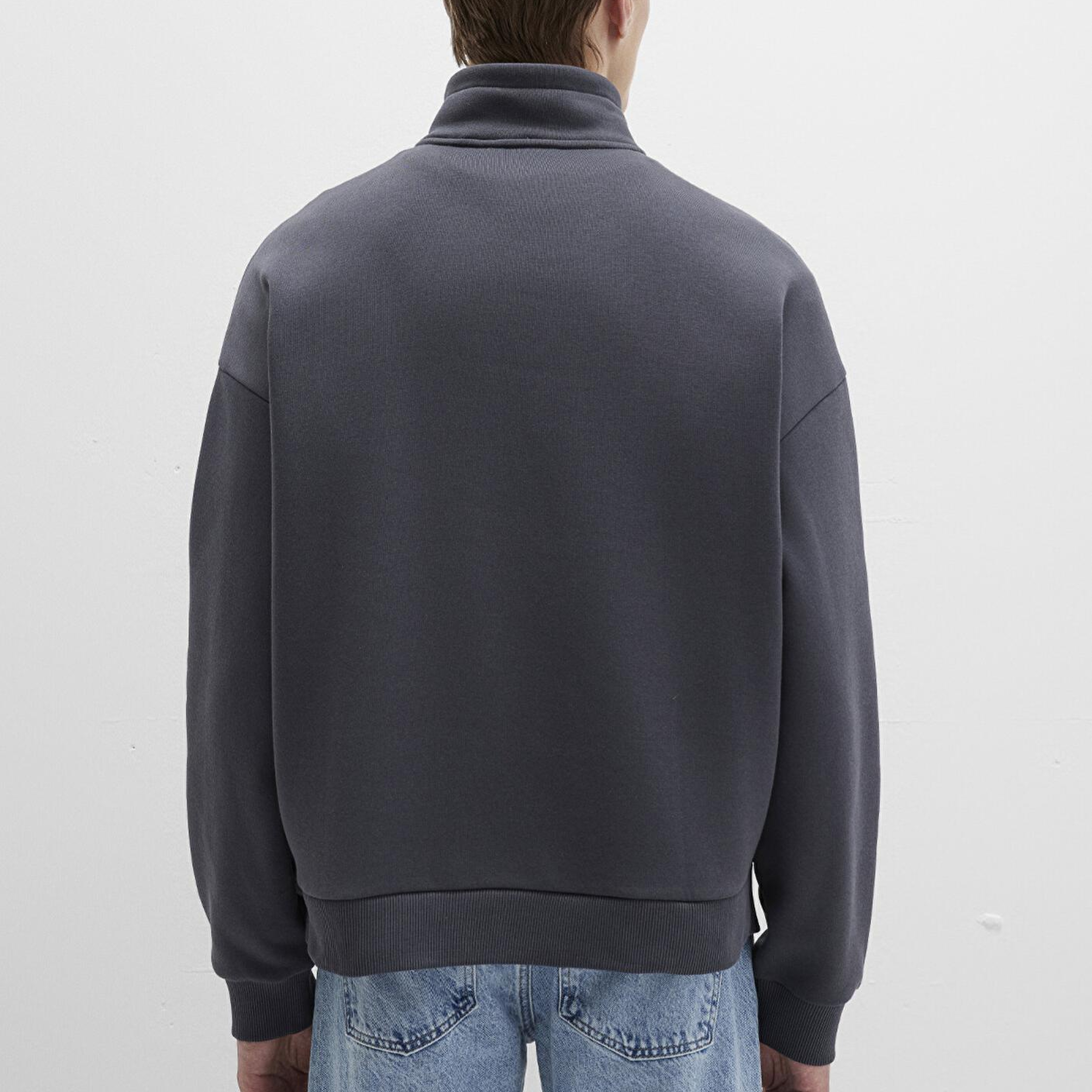 Mavi Mavi Logo Baskılı Yarı Fermuarlı Antrasit Sweatshirt 0S10208-80106