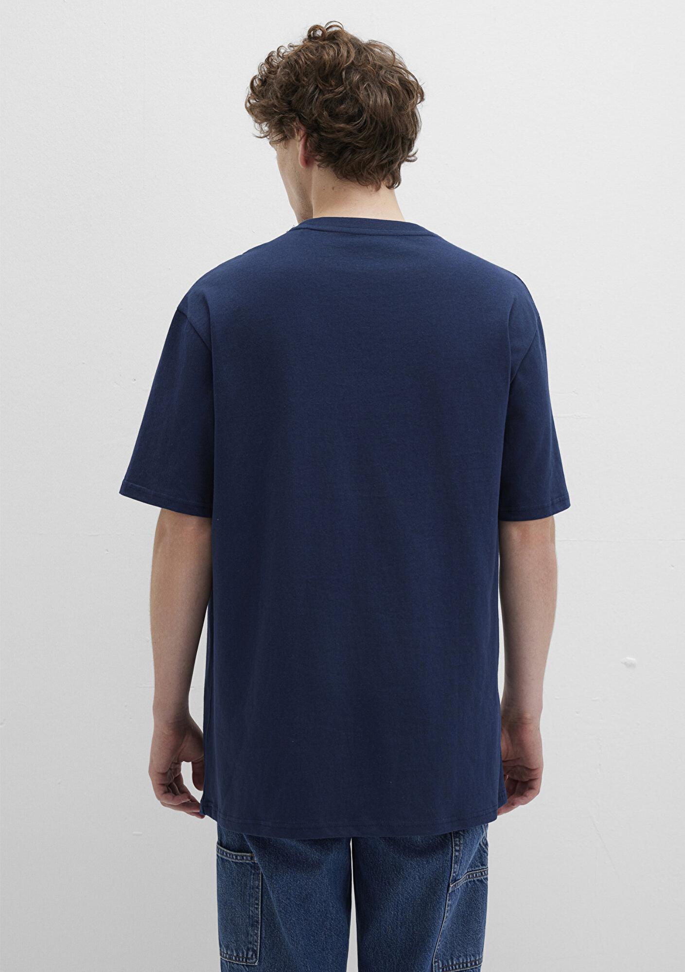 Mavi Baskılı Lacivert Tişört Loose Fit / Bol Rahat Kesim 0612850-89353