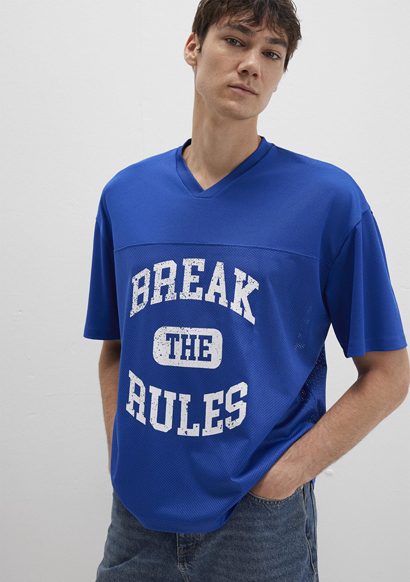 Mavi Baskılı Mavi Tişört Relaxed Fit / Rahat Kesim 0612849-70907