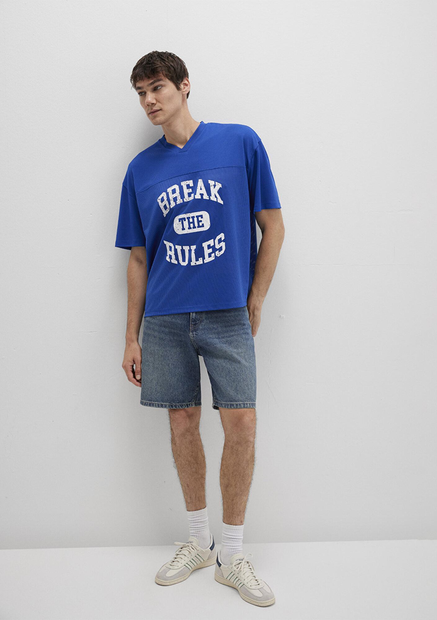 Mavi Baskılı Mavi Tişört Relaxed Fit / Rahat Kesim 0612849-70907