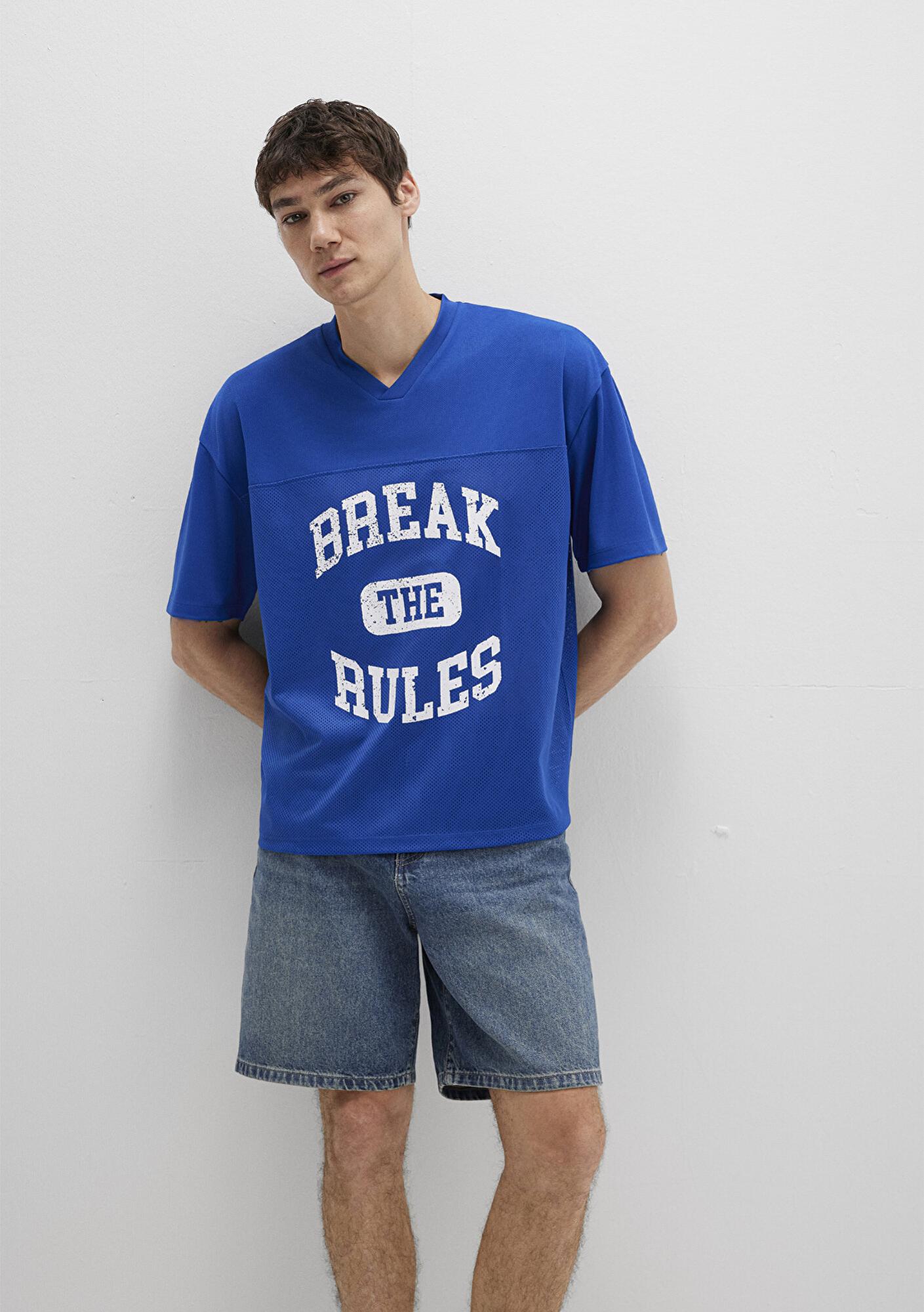 Mavi Baskılı Mavi Tişört Relaxed Fit / Rahat Kesim 0612849-70907