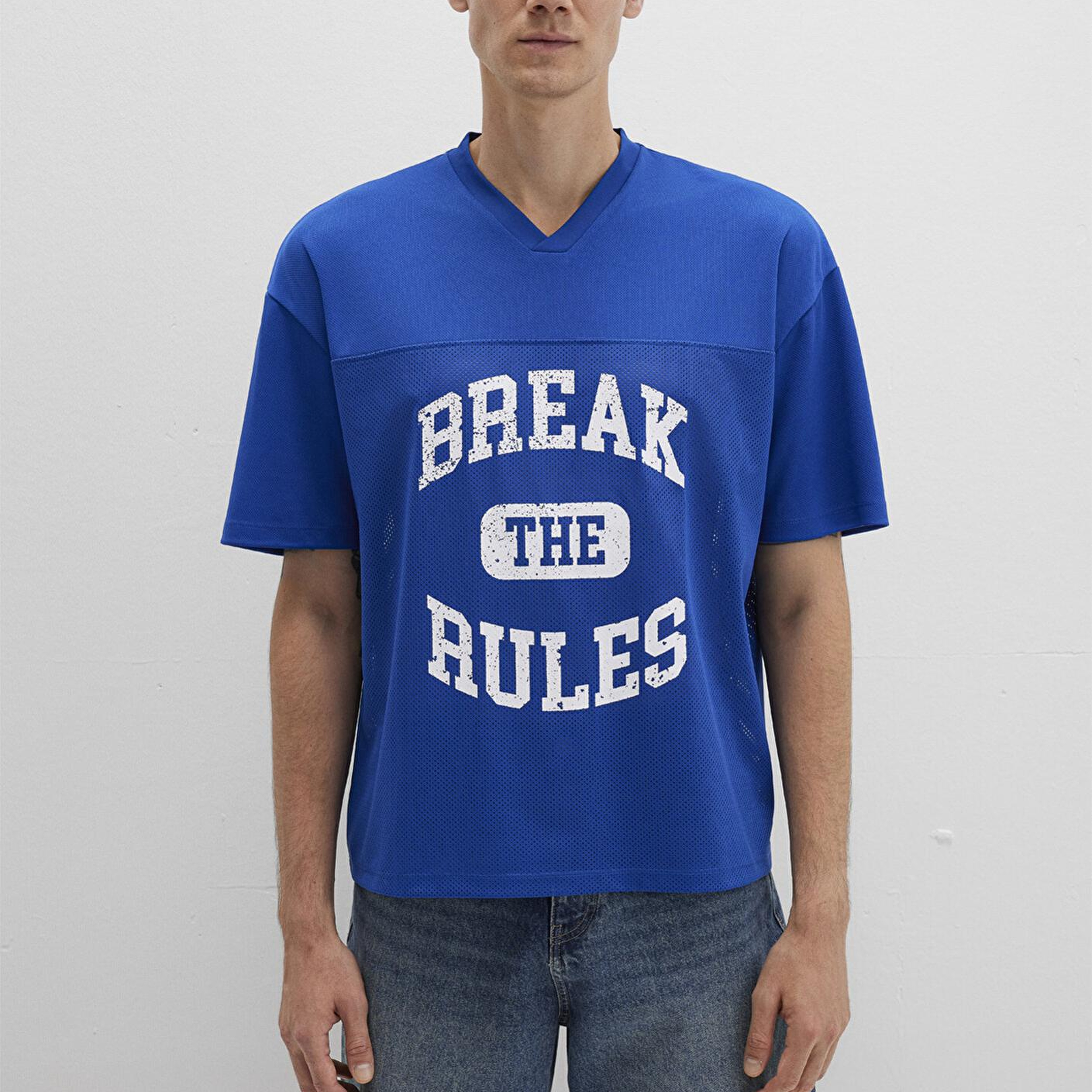 Mavi Baskılı Mavi Tişört Relaxed Fit / Rahat Kesim 0612849-70907