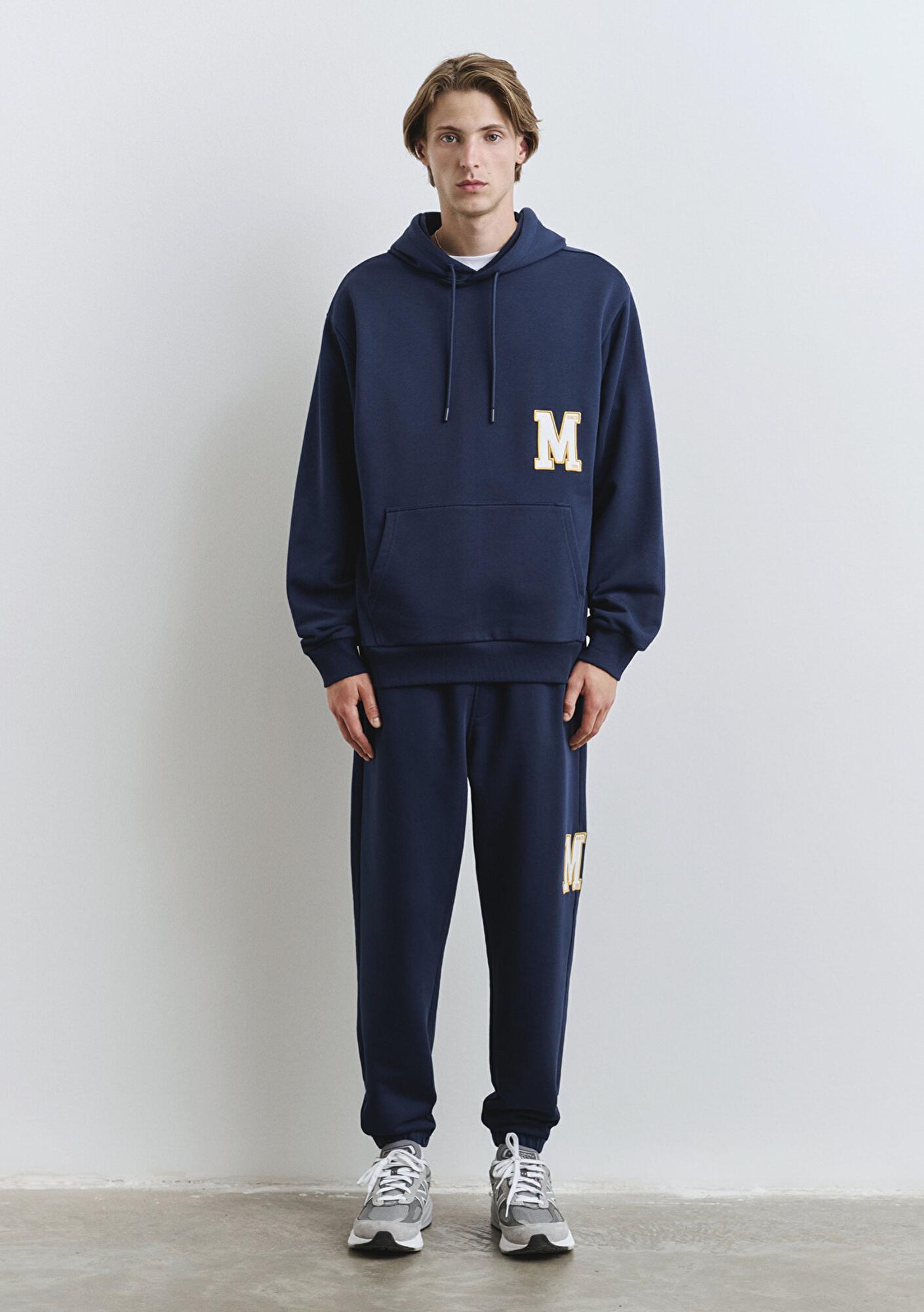 Mavi Sırt Baskılı Kapüşonlu Lacivert Sweatshirt 0S10375-89353