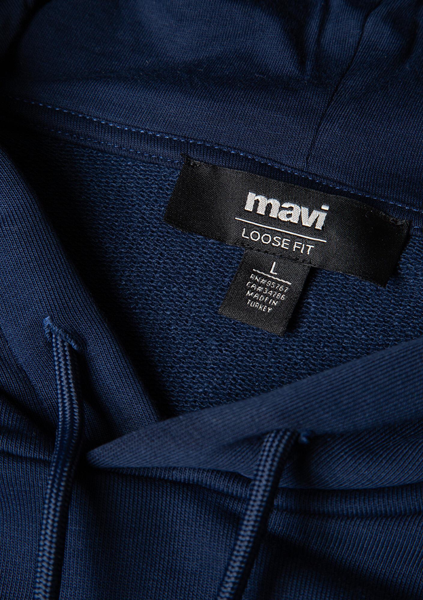 Mavi Sırt Baskılı Kapüşonlu Lacivert Sweatshirt 0S10375-89353