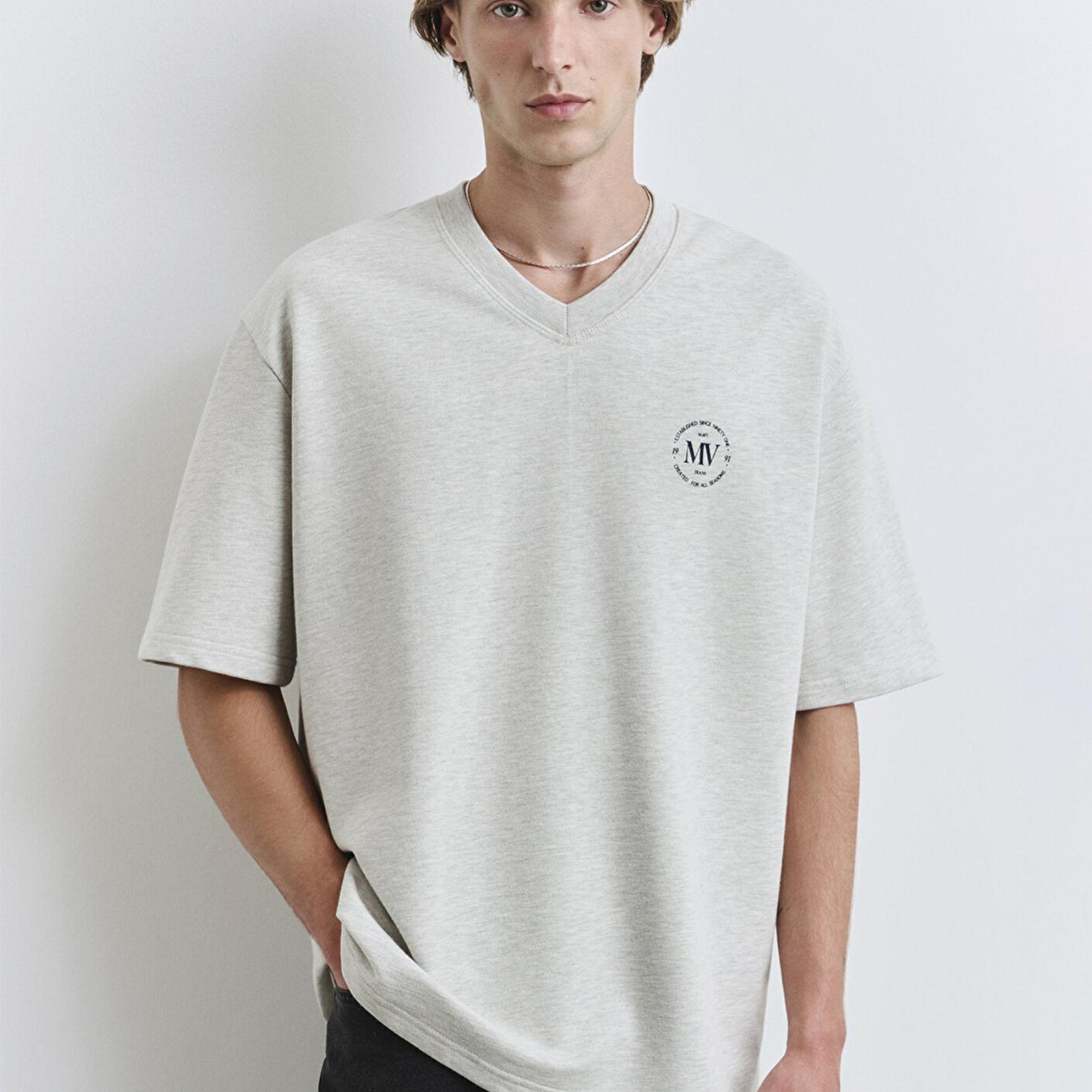 Mavi MV Baskılı Gri Tişört Relaxed Fit / Rahat Kesim 0612846-82498