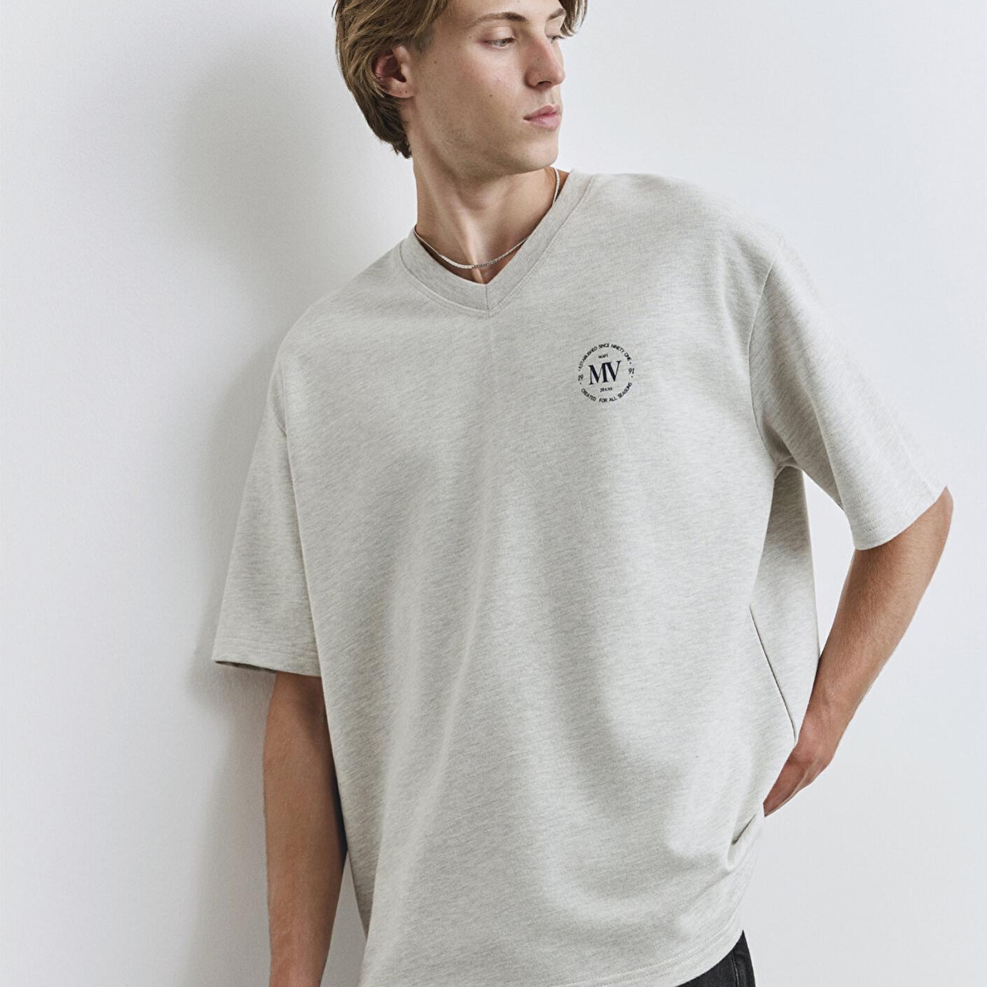 Mavi MV Baskılı Gri Tişört Relaxed Fit / Rahat Kesim 0612846-82498