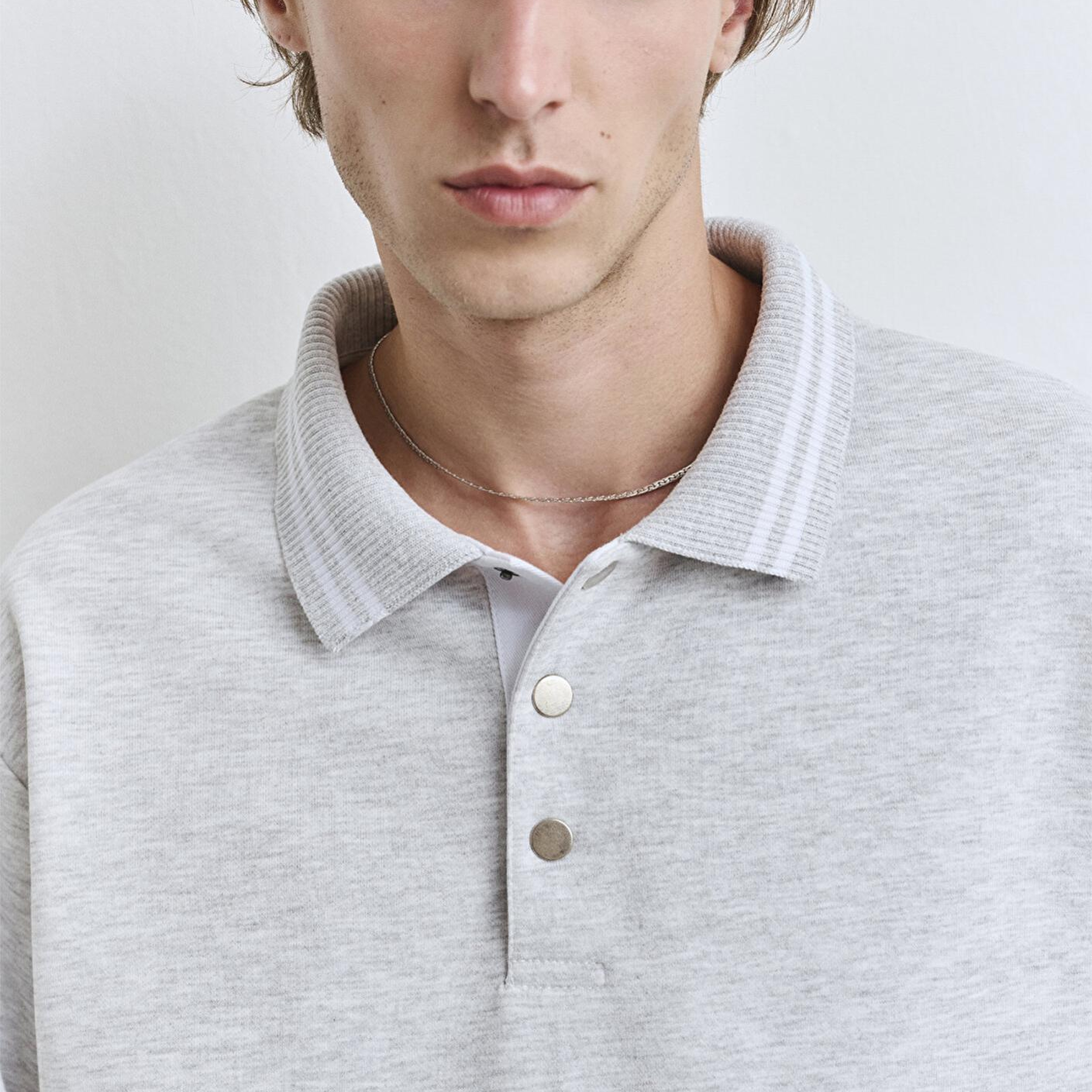 Mavi Polo Yaka Gri Sweatshirt 0S10390-82498