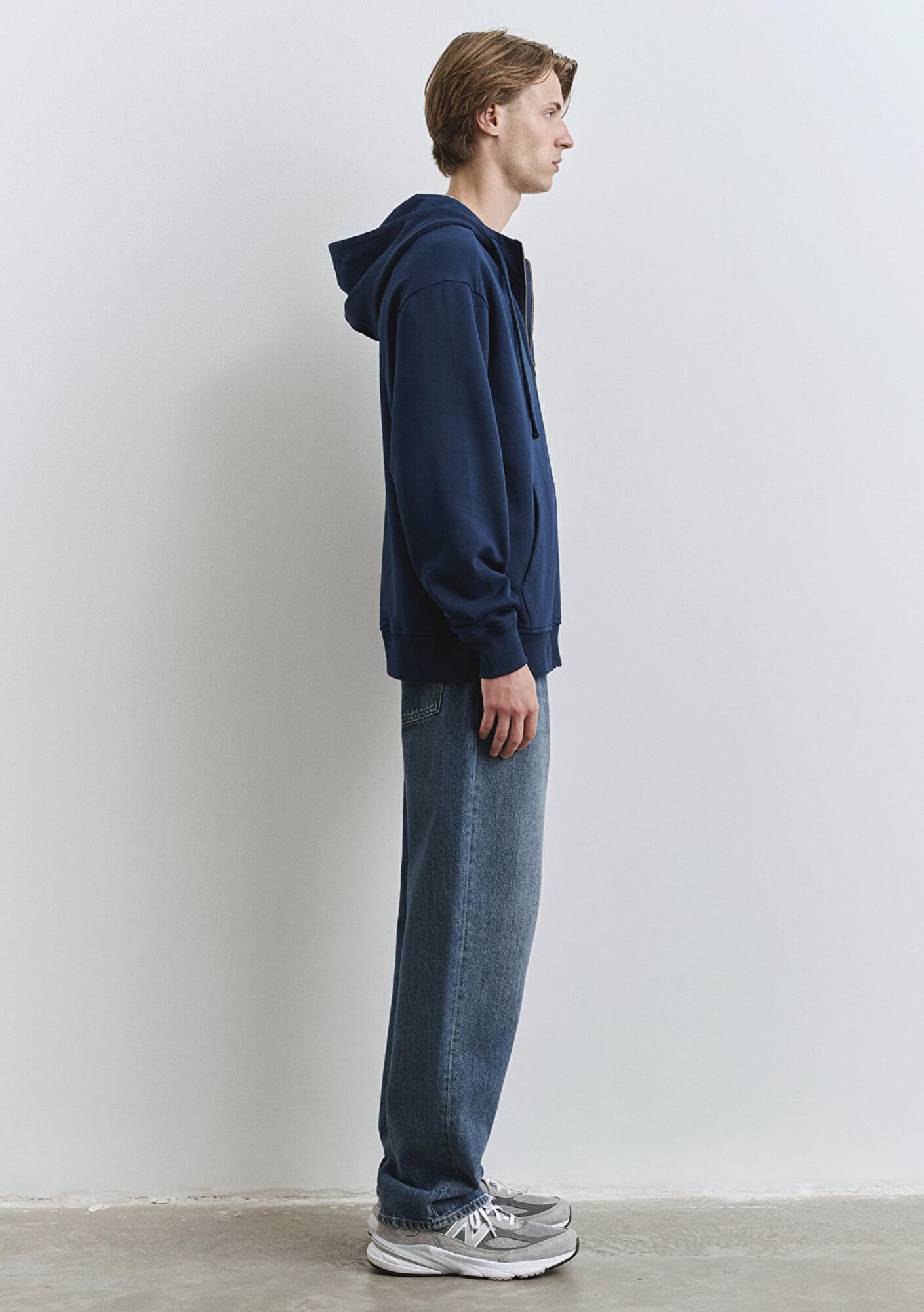 Mavi Fermuarlı Kapüşonlu Lacivert Sweatshirt 0S10392-89353