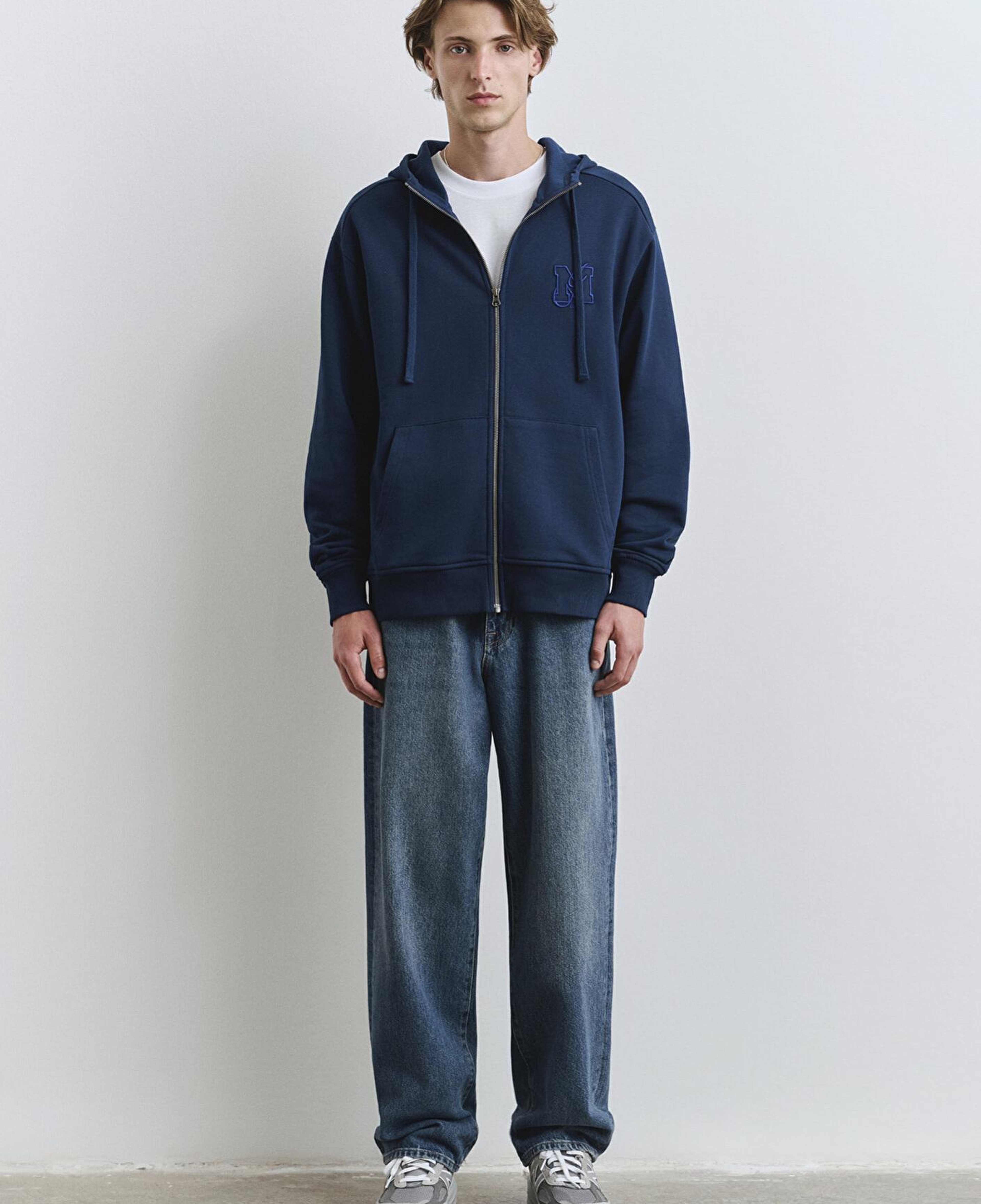 Mavi Fermuarlı Kapüşonlu Lacivert Sweatshirt 0S10392-89353