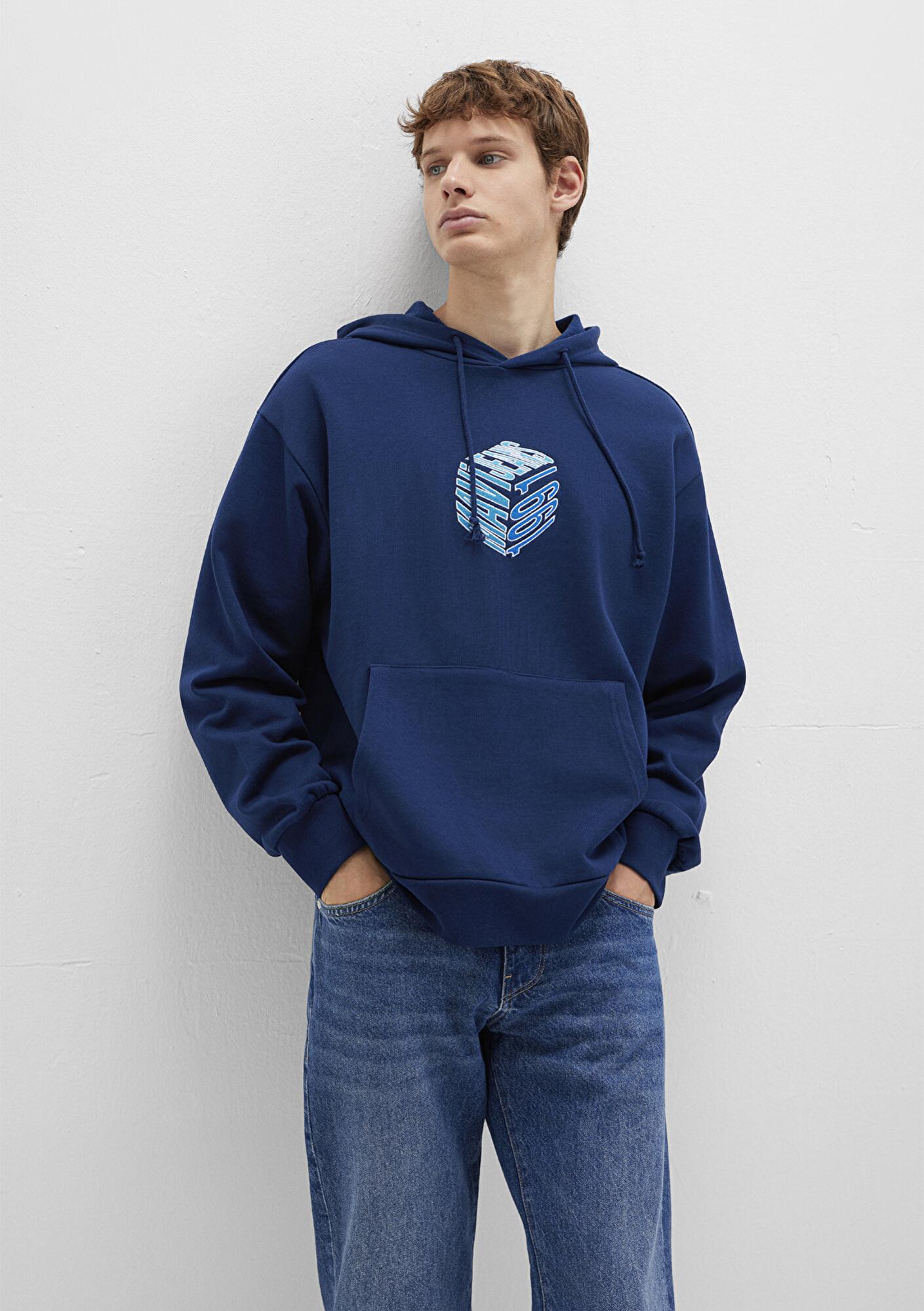 Mavi Mavi Baskılı Kapüşonlu Lacivert Sweatshirt 0S10397-89353