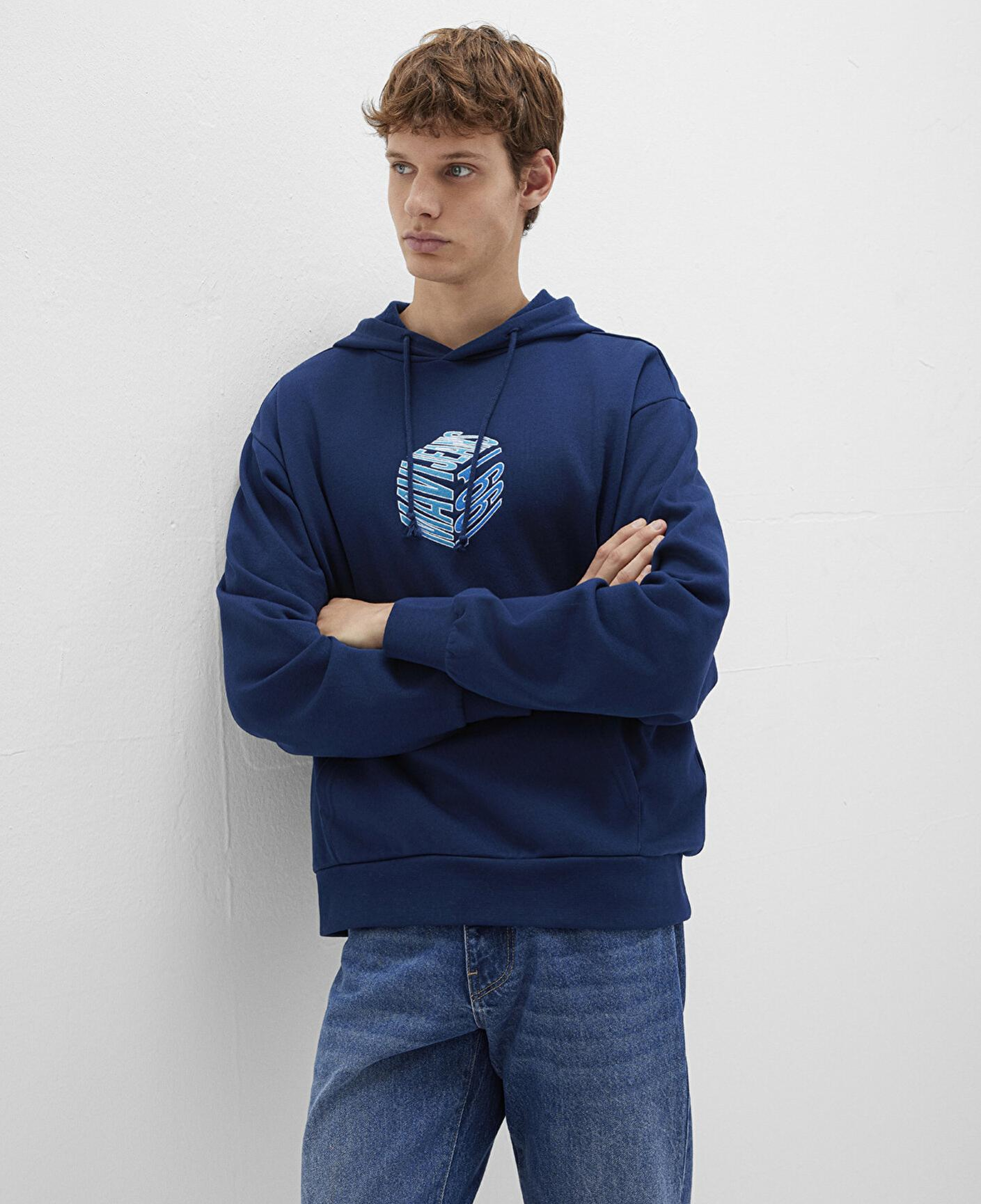 Mavi Mavi Baskılı Kapüşonlu Lacivert Sweatshirt 0S10397-89353