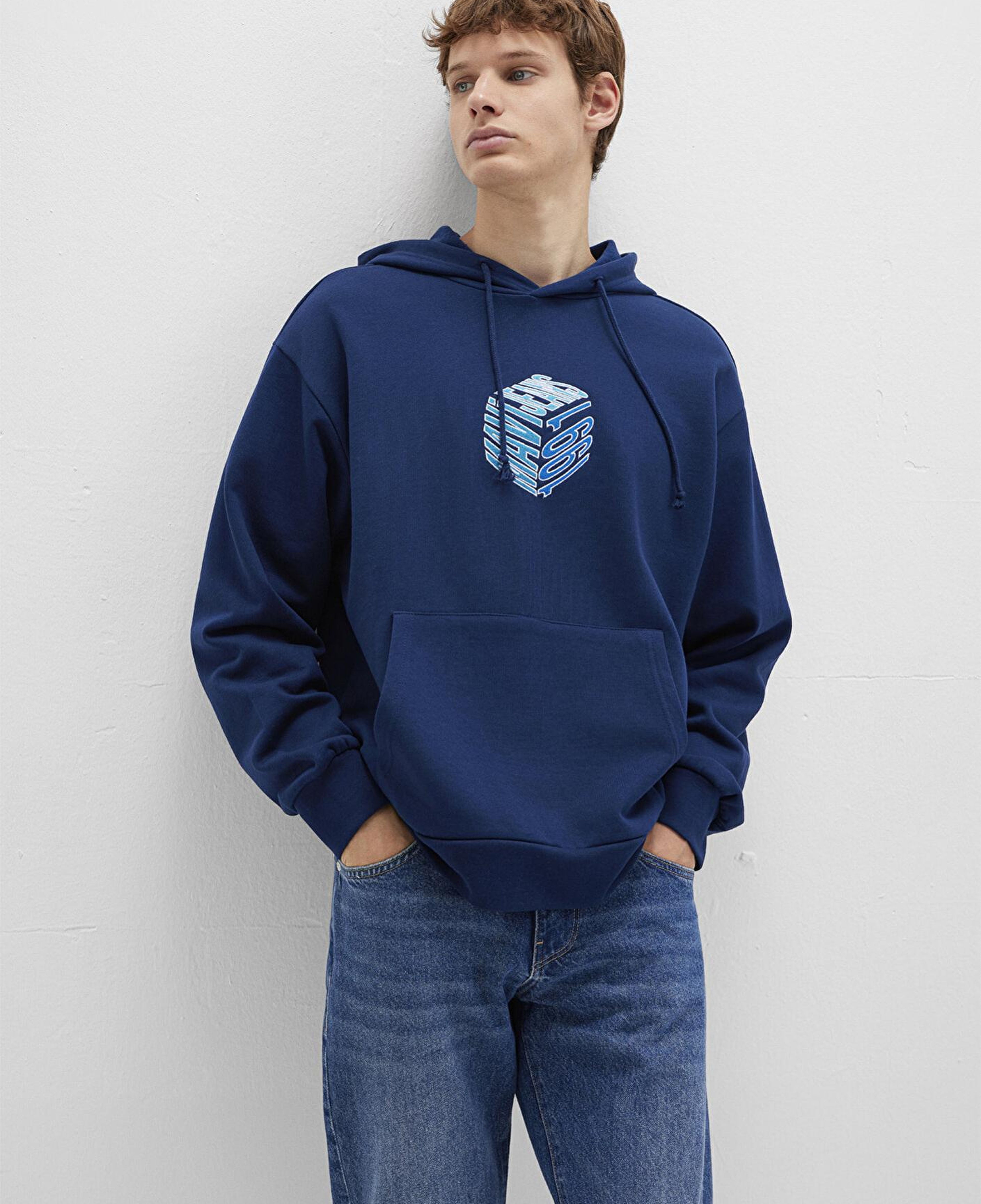 Mavi Mavi Baskılı Kapüşonlu Lacivert Sweatshirt 0S10397-89353