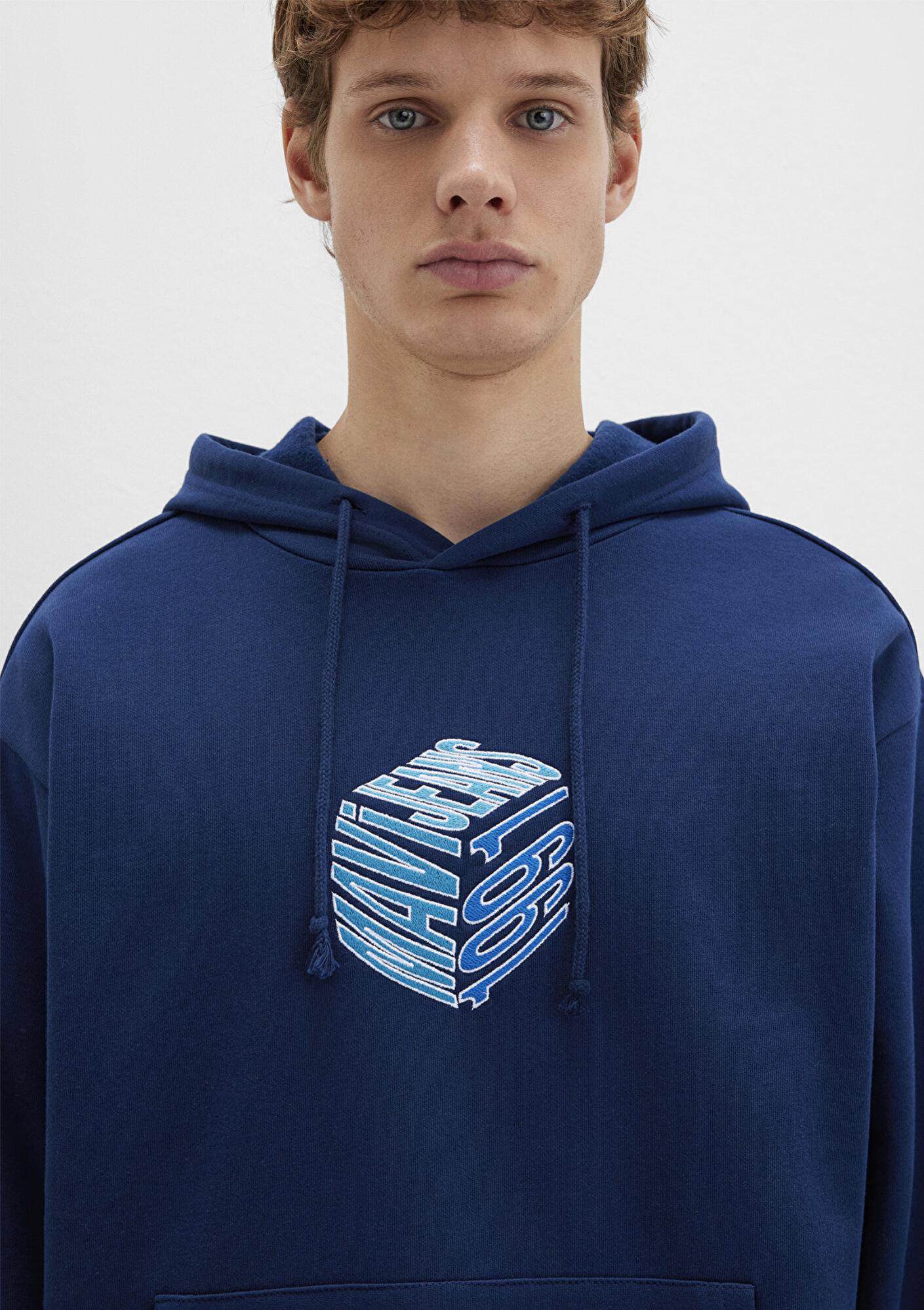 Mavi Mavi Baskılı Kapüşonlu Lacivert Sweatshirt 0S10397-89353