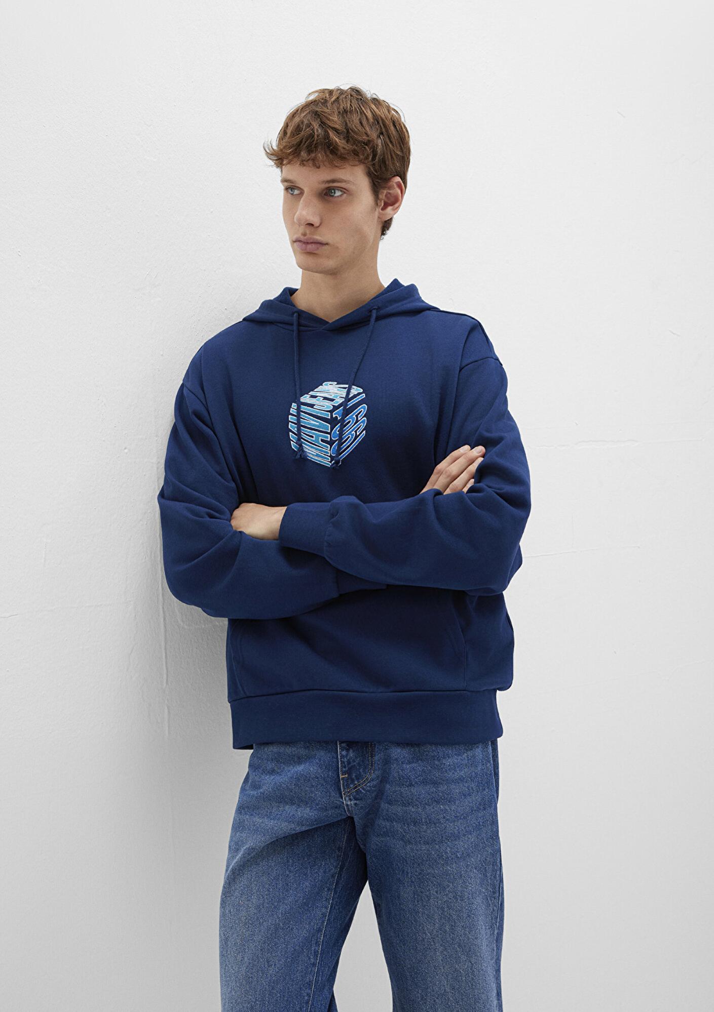 Mavi Mavi Baskılı Kapüşonlu Lacivert Sweatshirt 0S10397-89353