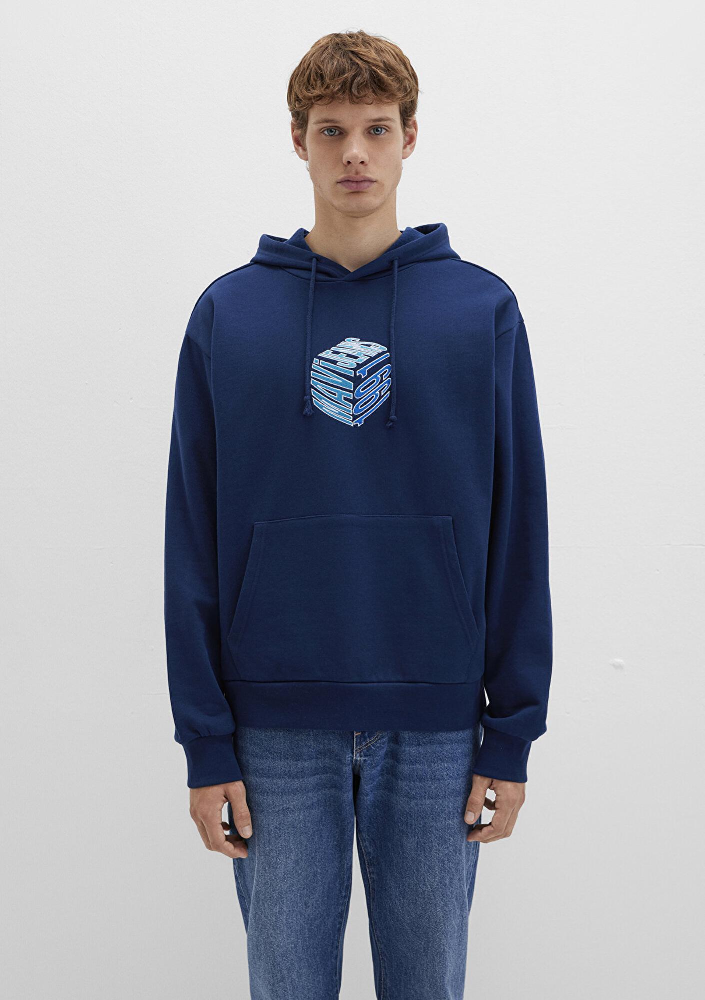 Mavi Mavi Baskılı Kapüşonlu Lacivert Sweatshirt 0S10397-89353