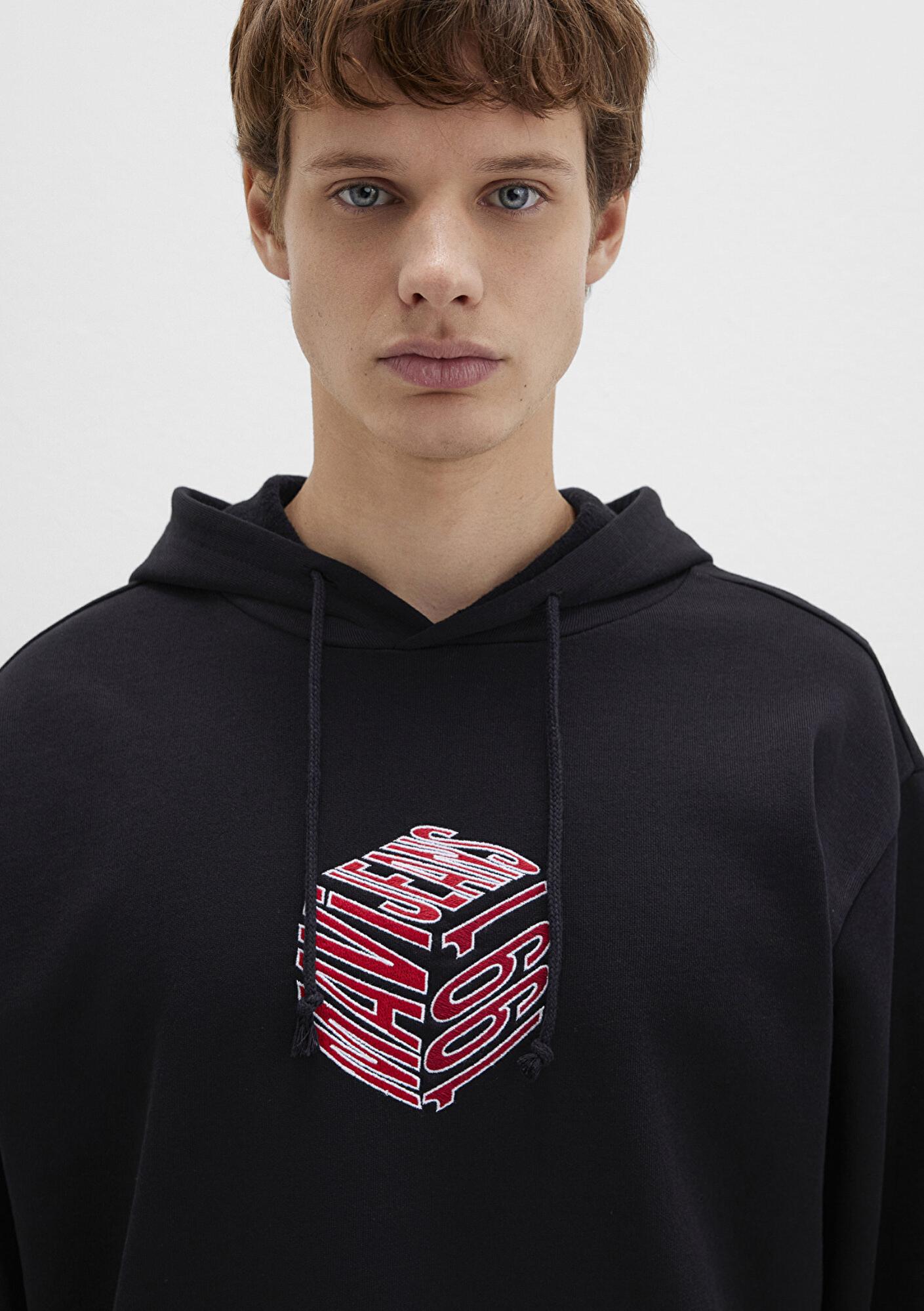 Mavi Mavi Baskılı Kapüşonlu Siyah Sweatshirt 0S10397-900