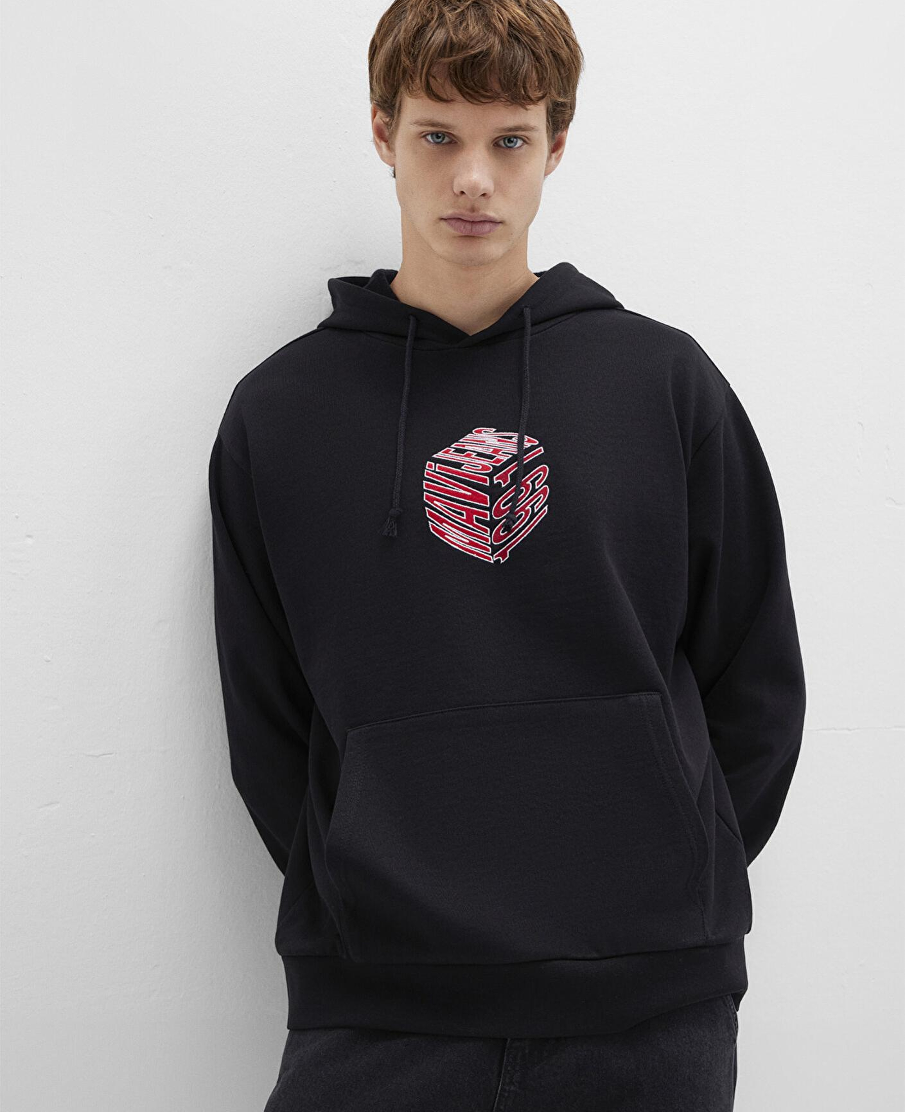 Mavi Mavi Baskılı Kapüşonlu Siyah Sweatshirt 0S10397-900