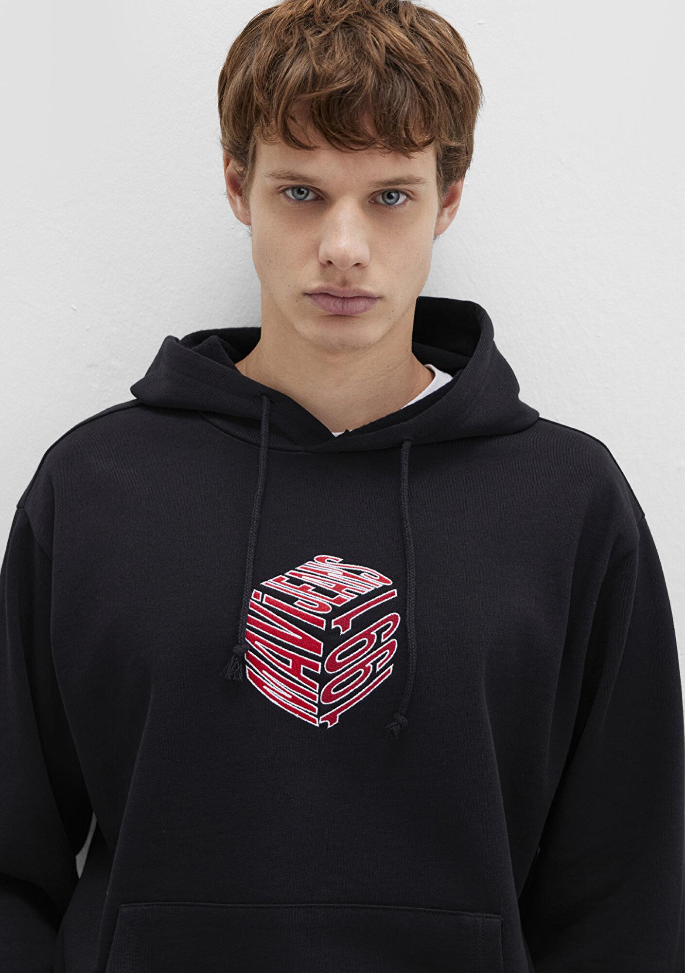 Mavi Mavi Baskılı Kapüşonlu Siyah Sweatshirt 0S10397-900