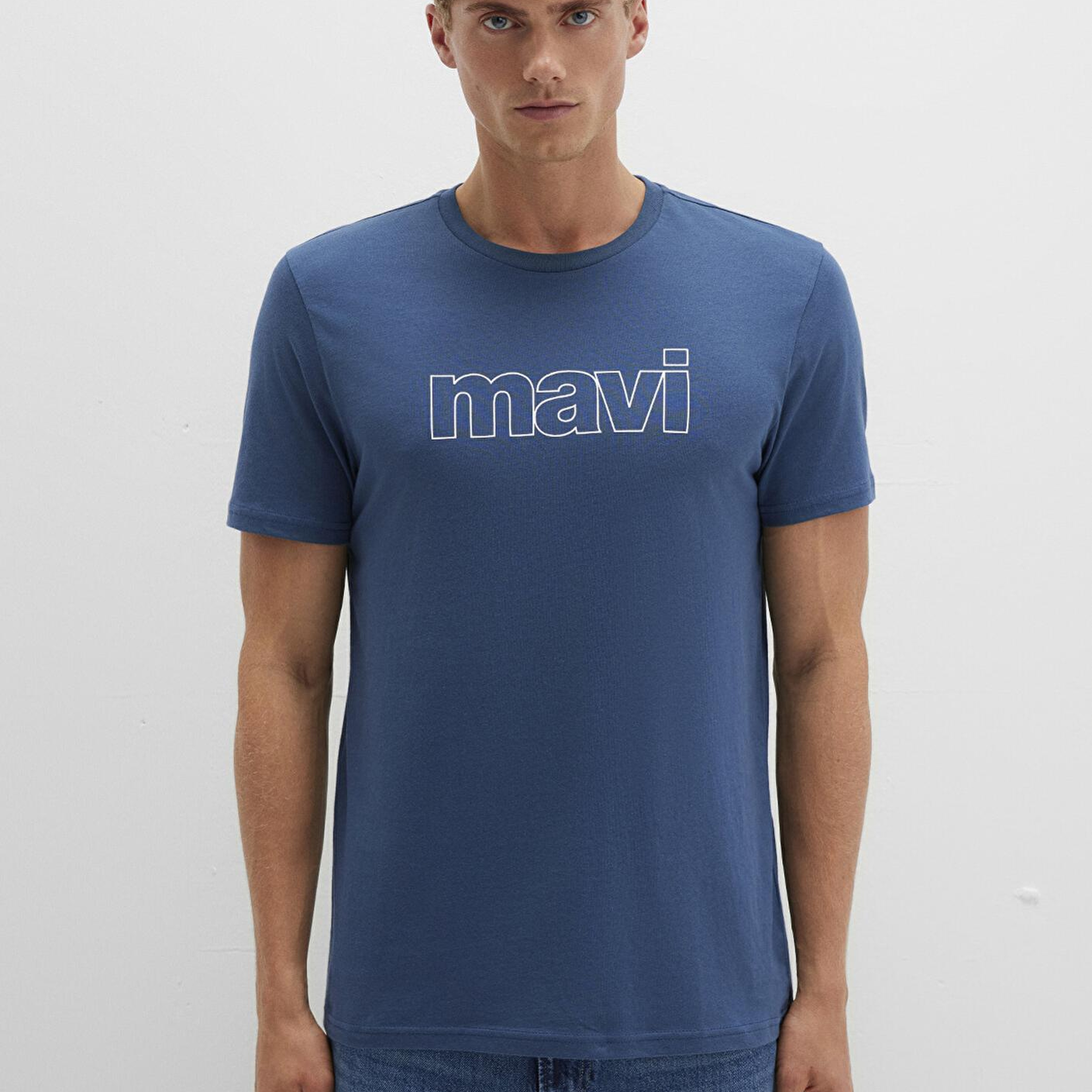 Mavi Mavi Logo Baskılı Mavi Tişört Slim Fit / Dar Kesim 065781-90609
