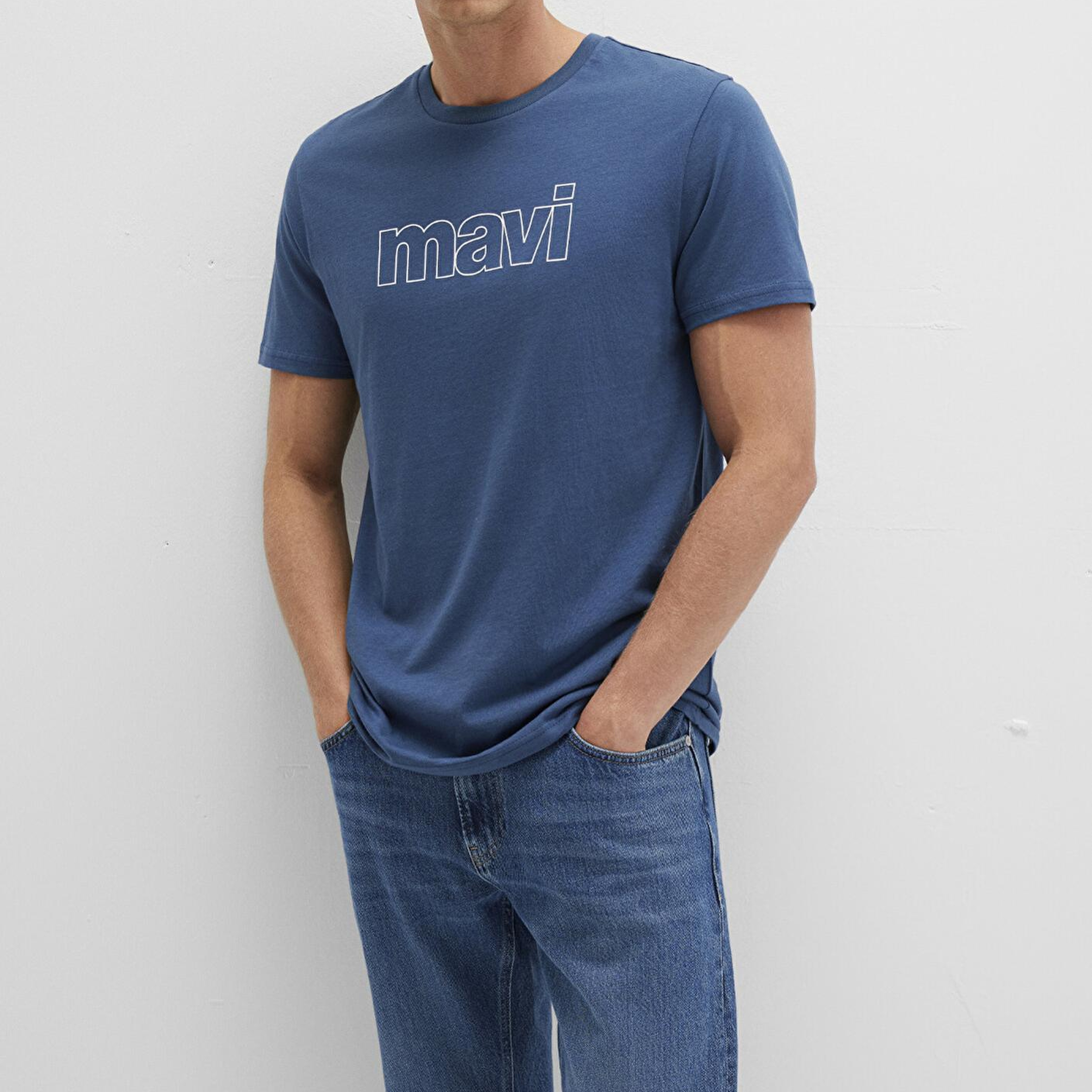 Mavi Mavi Logo Baskılı Mavi Tişört Slim Fit / Dar Kesim 065781-90609